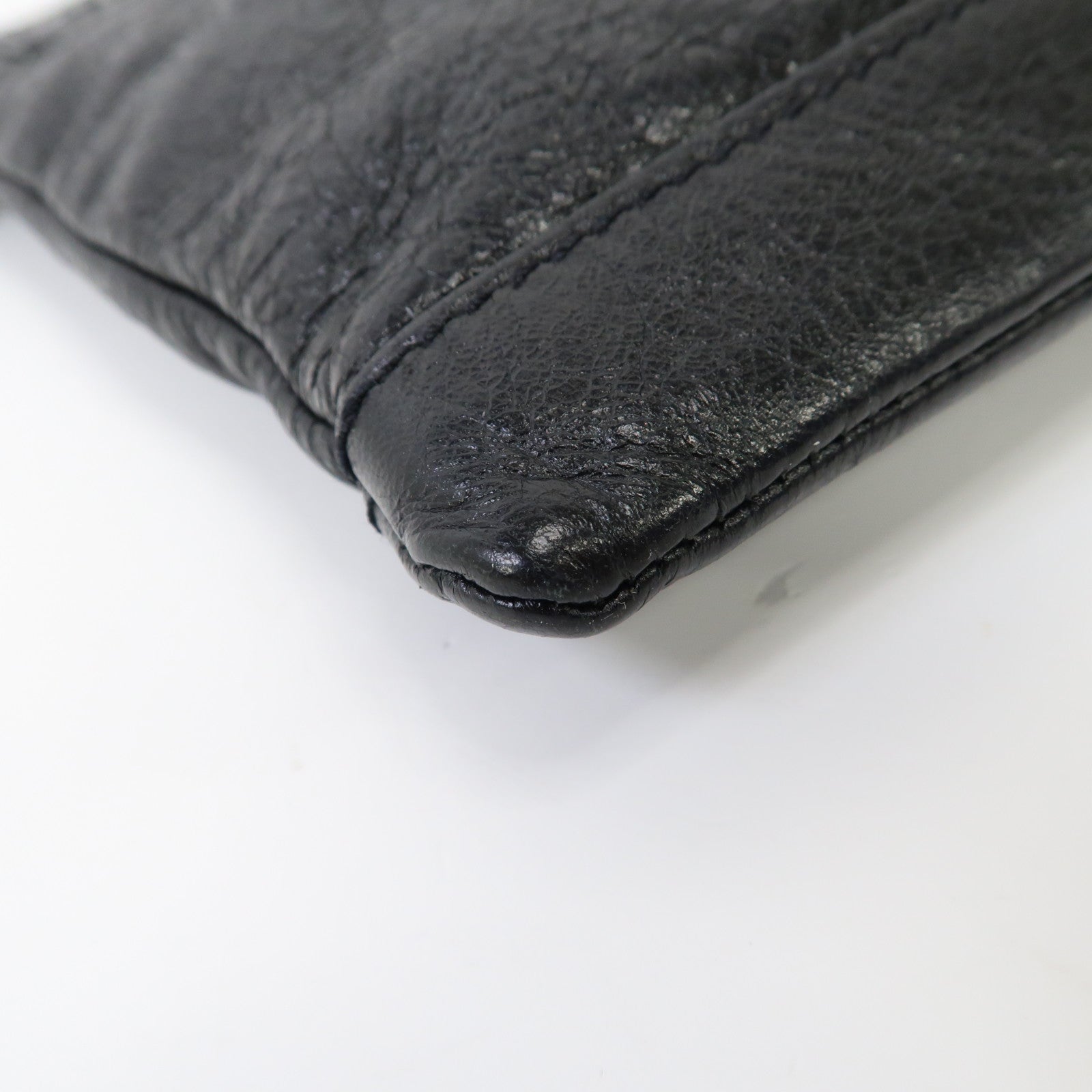BALENCIAGA 牛皮皮革Clip M Clutch Bag銀扣手拿包黑色