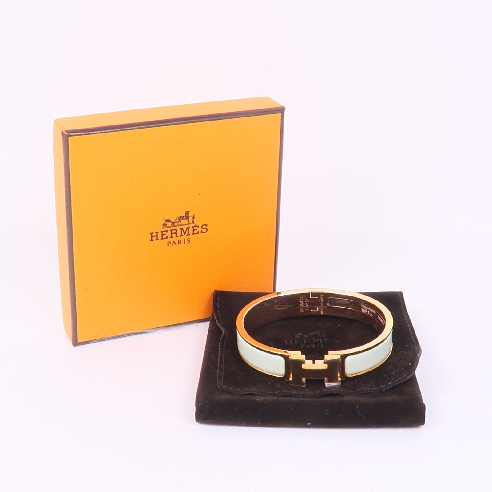 HERMES 琺瑯/金屬Clic H Bracelet手鐲Vert Criquet