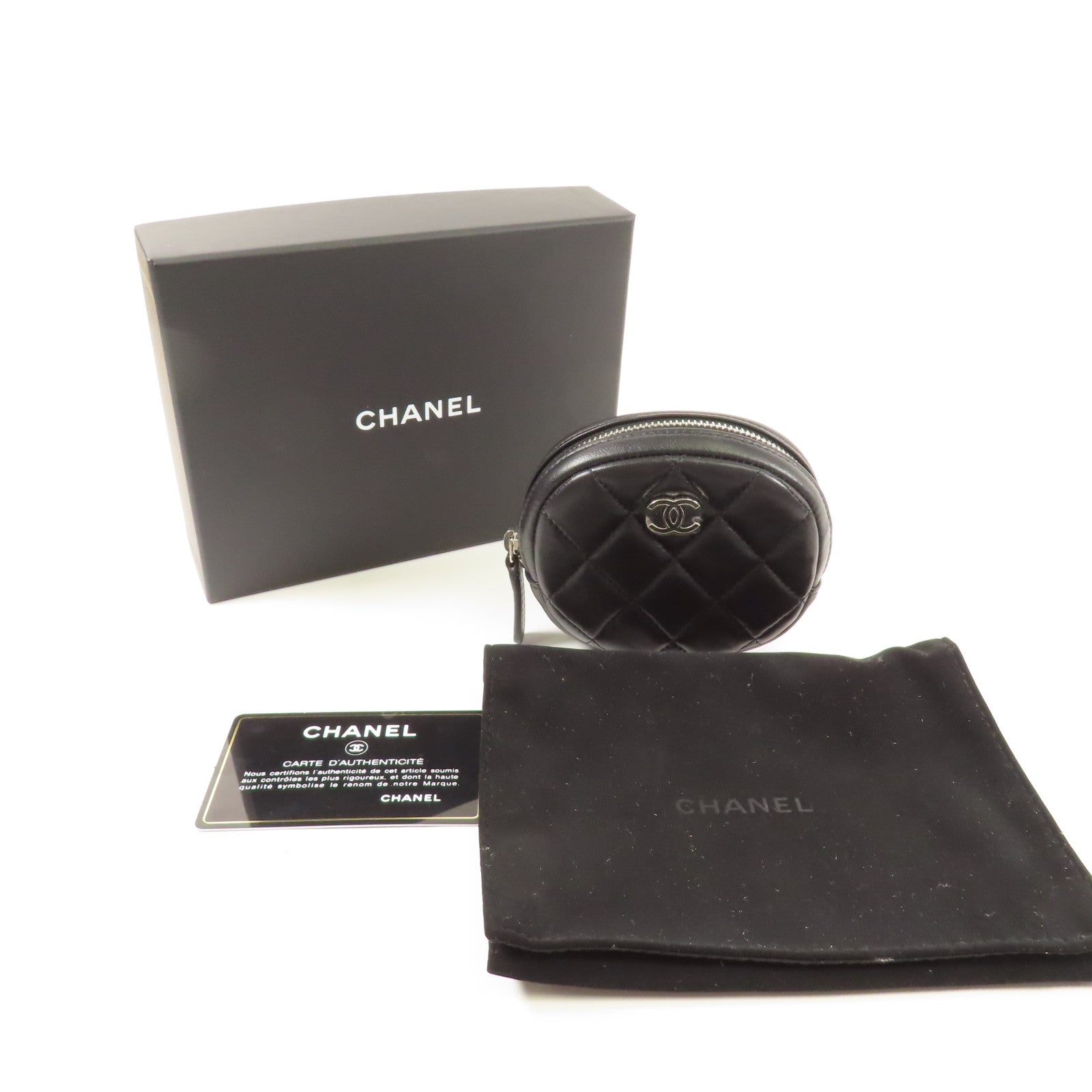 CHANEL 羊皮皮革Coin Case銀扣零錢包