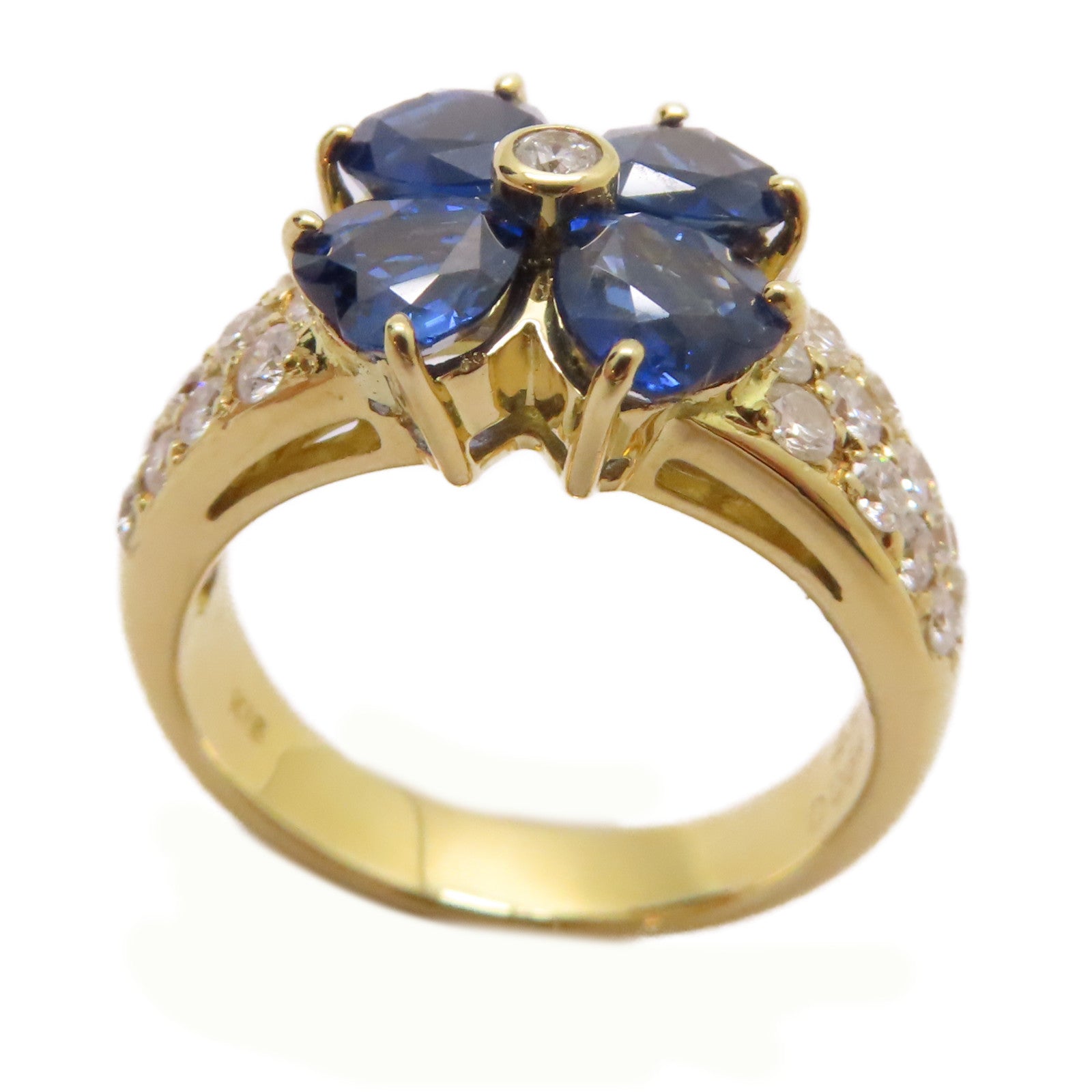 JEWELRY 【激減優惠】18K黃金/2.32ct藍寶石/0.64ct鑽石Sapphire Ring戒指US#5.75