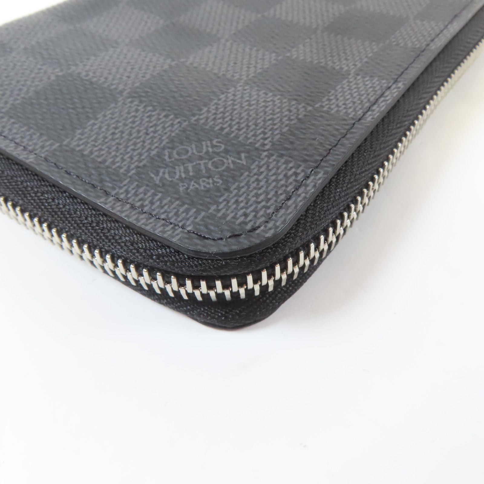 LOUIS VUITTON Damier Graphite Zippy Wallet Vertical銀扣長錢包黑色