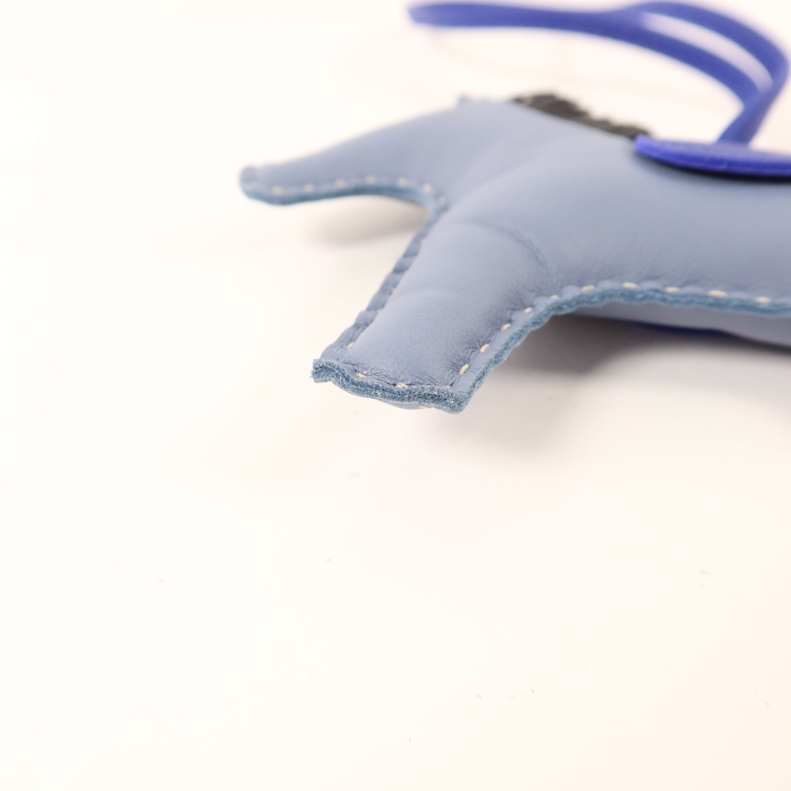 HERMES Milo皮革Rodeo MM掛飾Bleu Lin/Bleu Electrique/Noir