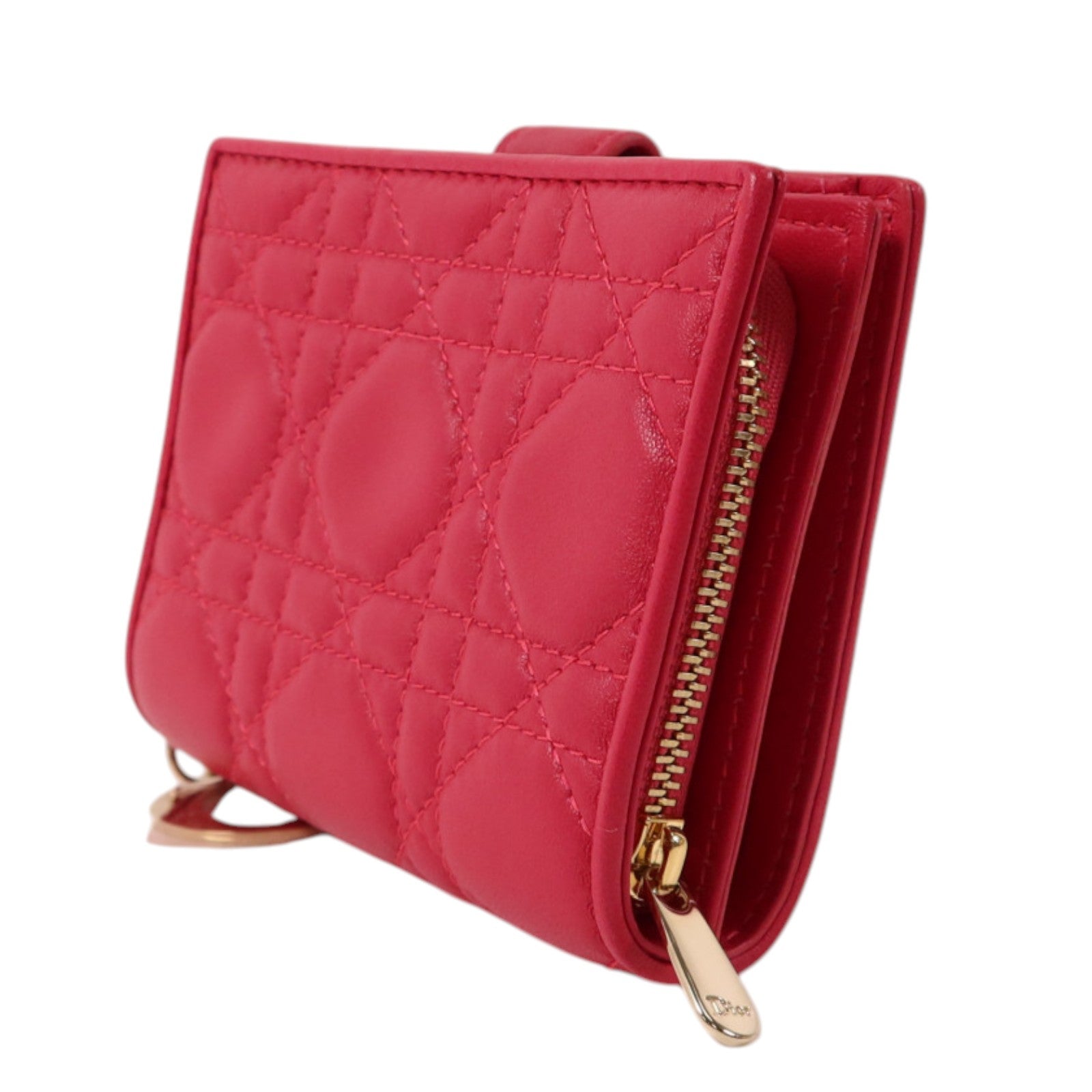 Dior 羊皮皮革Lady Dior Wallet金扣錢包