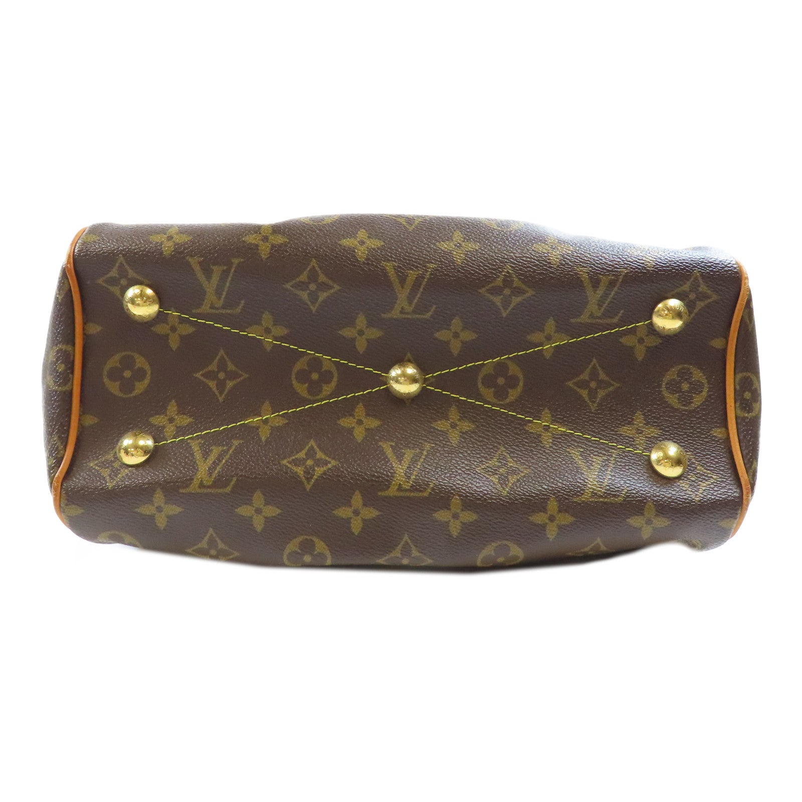LOUIS VUITTON Monogram Tivoli PM金扣手挽袋棕色