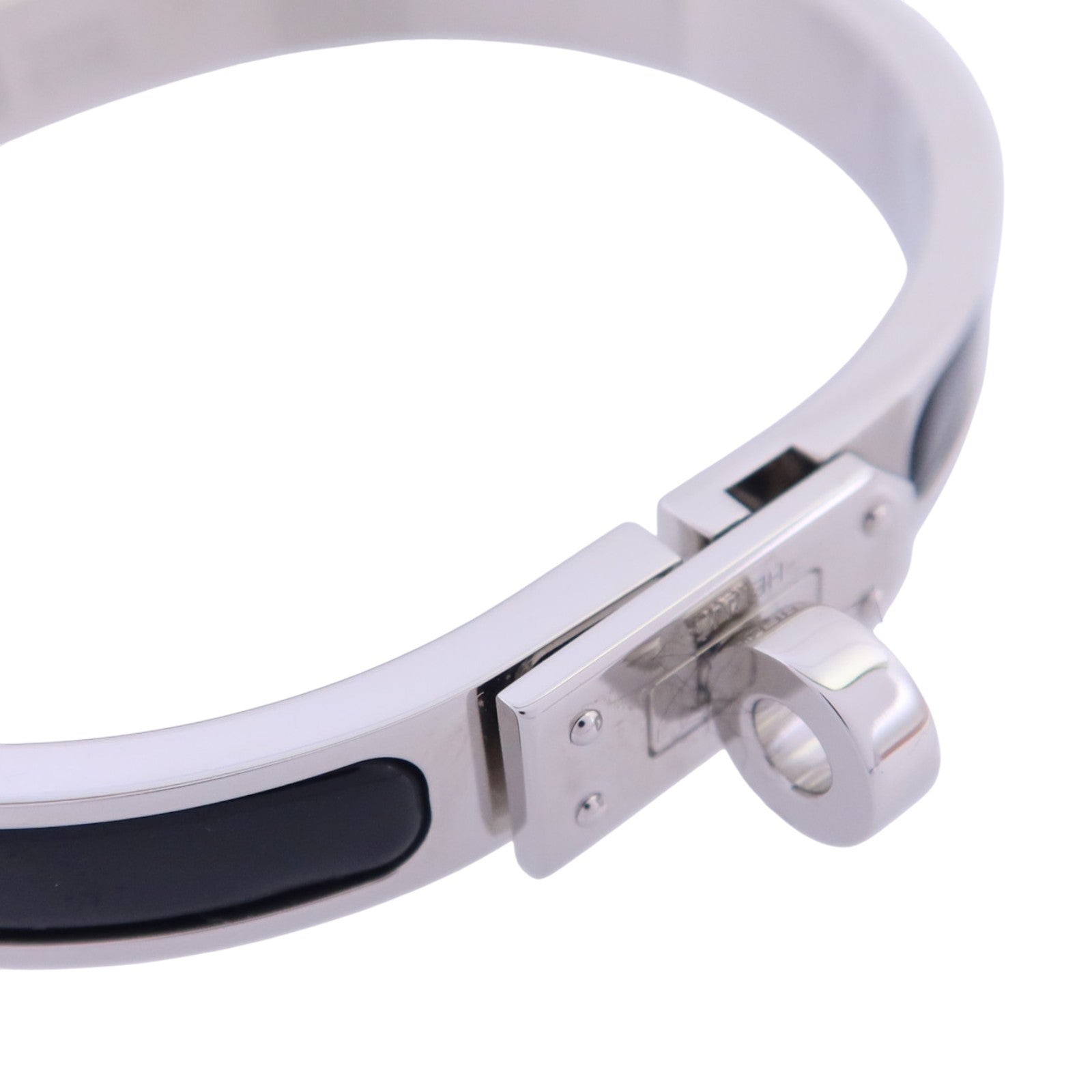 HERMES 金屬/琺瑯Mini Clic Kelly Bracelet銀扣手鏈