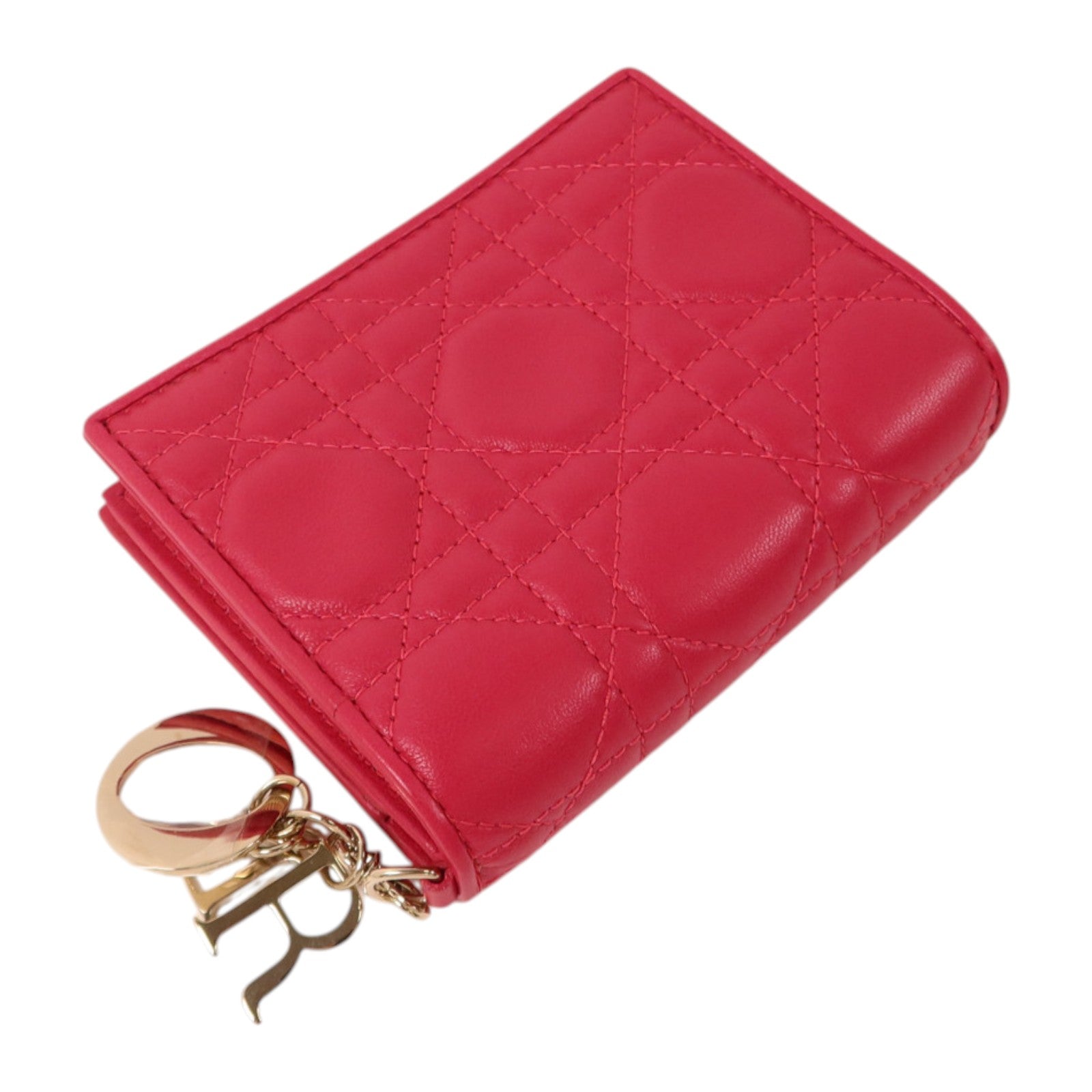 Dior 羊皮皮革Lady Dior Wallet金扣錢包