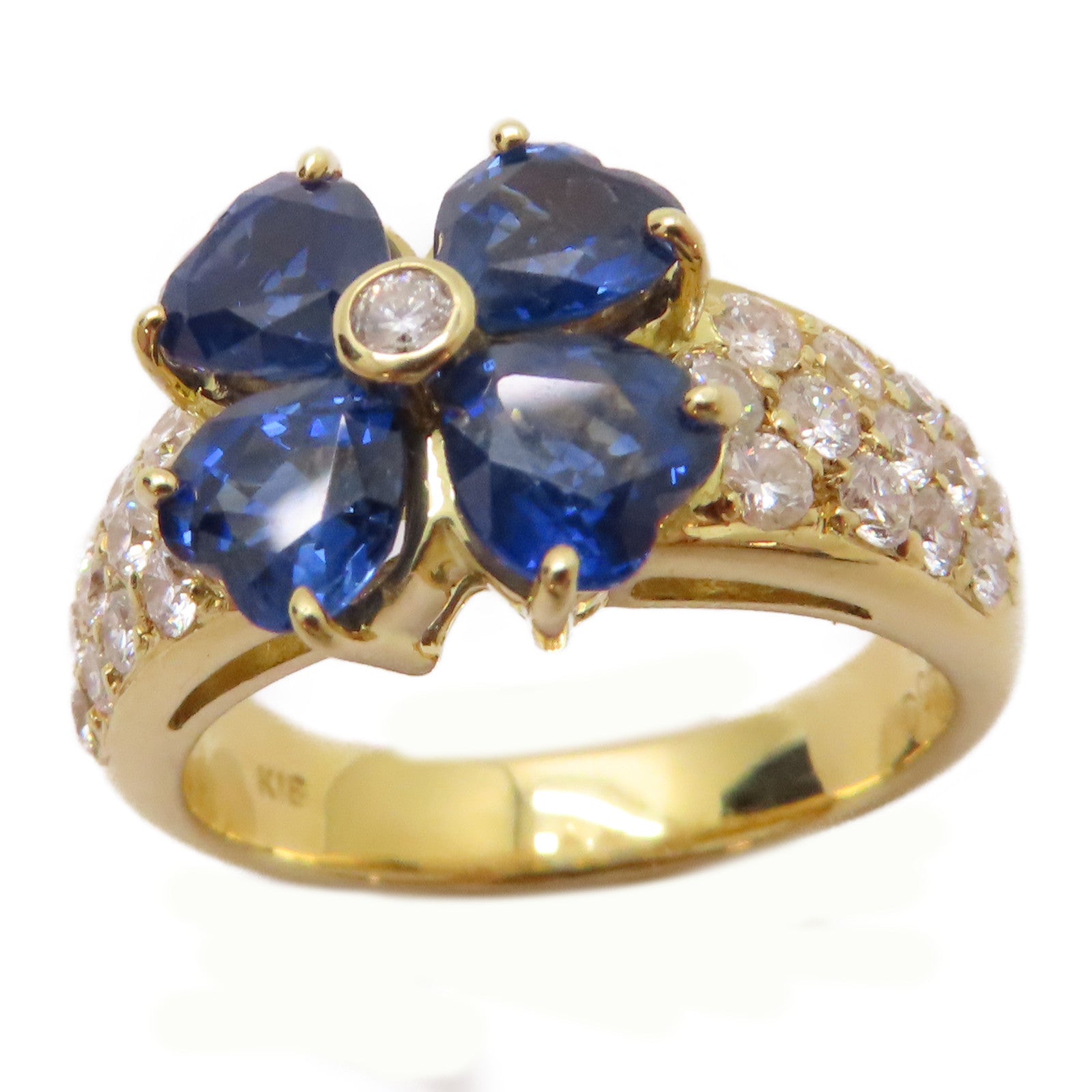 JEWELRY 【激減優惠】18K黃金/2.32ct藍寶石/0.64ct鑽石Sapphire Ring戒指US#5.75