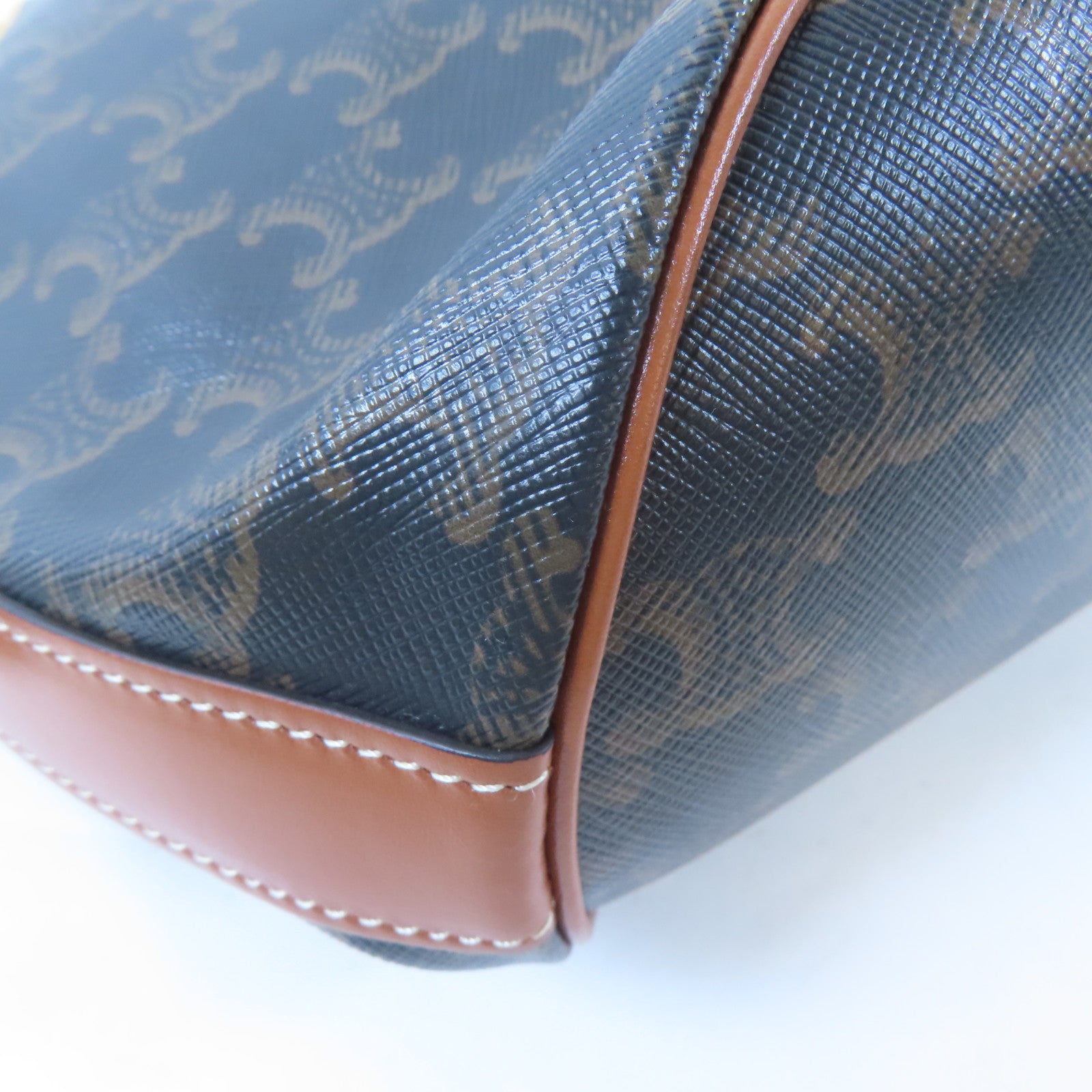 CELINE 塗層帆布Bucket Bag金扣肩背袋啡色