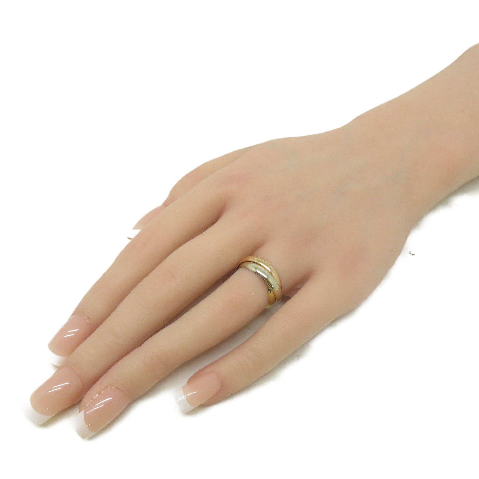 CARTIER 18K黃金/白金/玫瑰金Trinity戒指Cartier#50/US#5.25