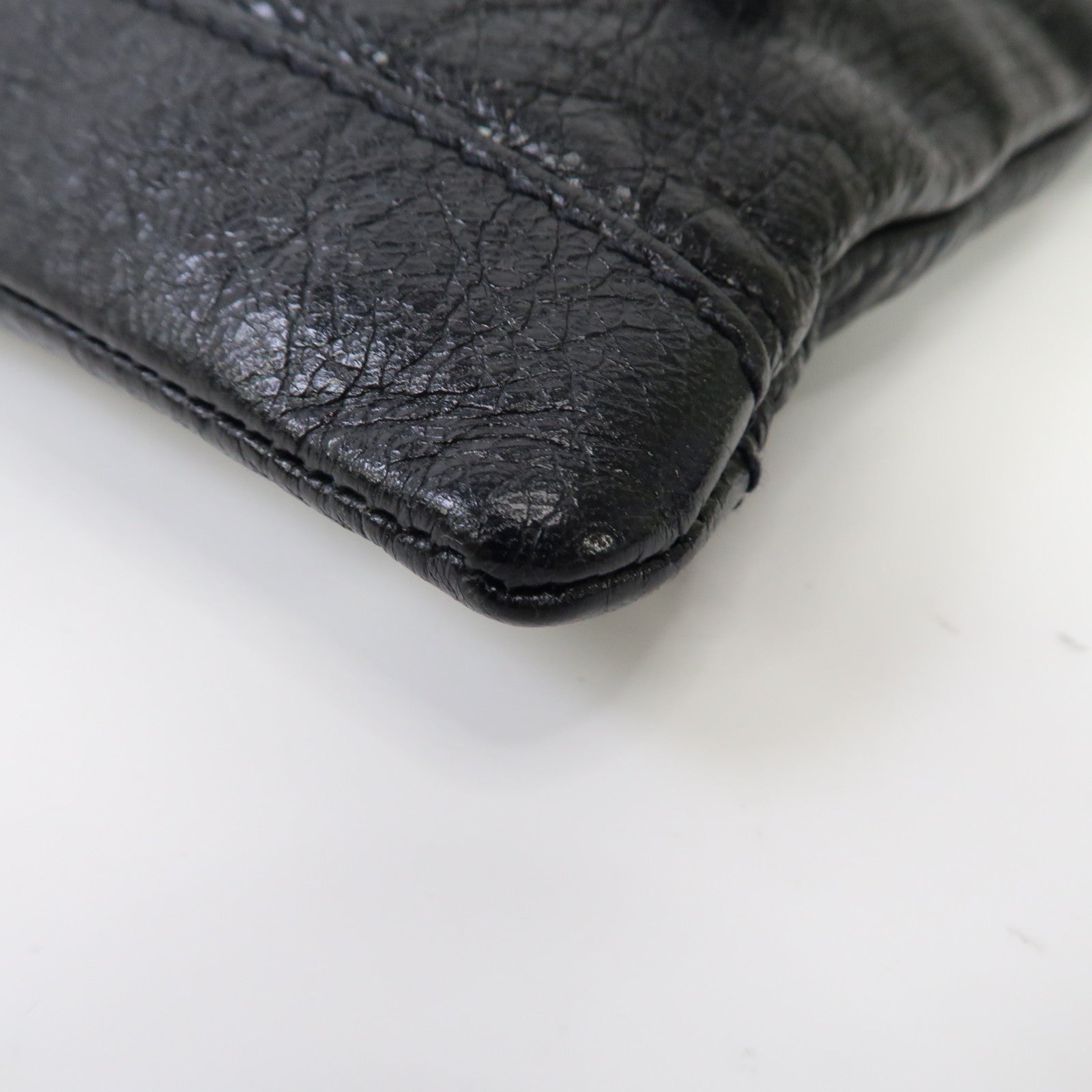 BALENCIAGA 牛皮皮革Clip M Clutch Bag銀扣手拿包黑色