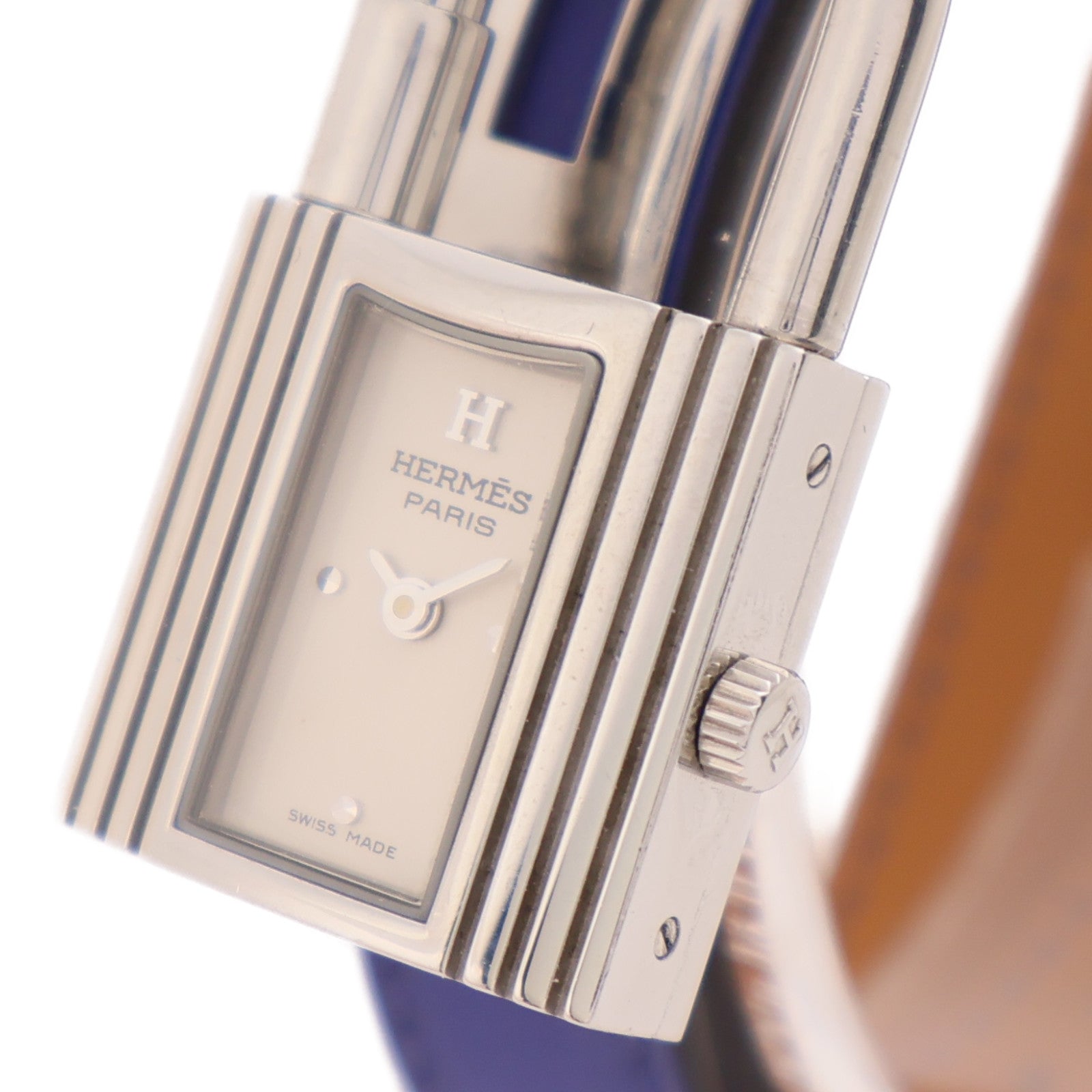 HERMES Double Kelly Quartz Watch KE1.210 Stainless Steel/Leather Bleu Electrique