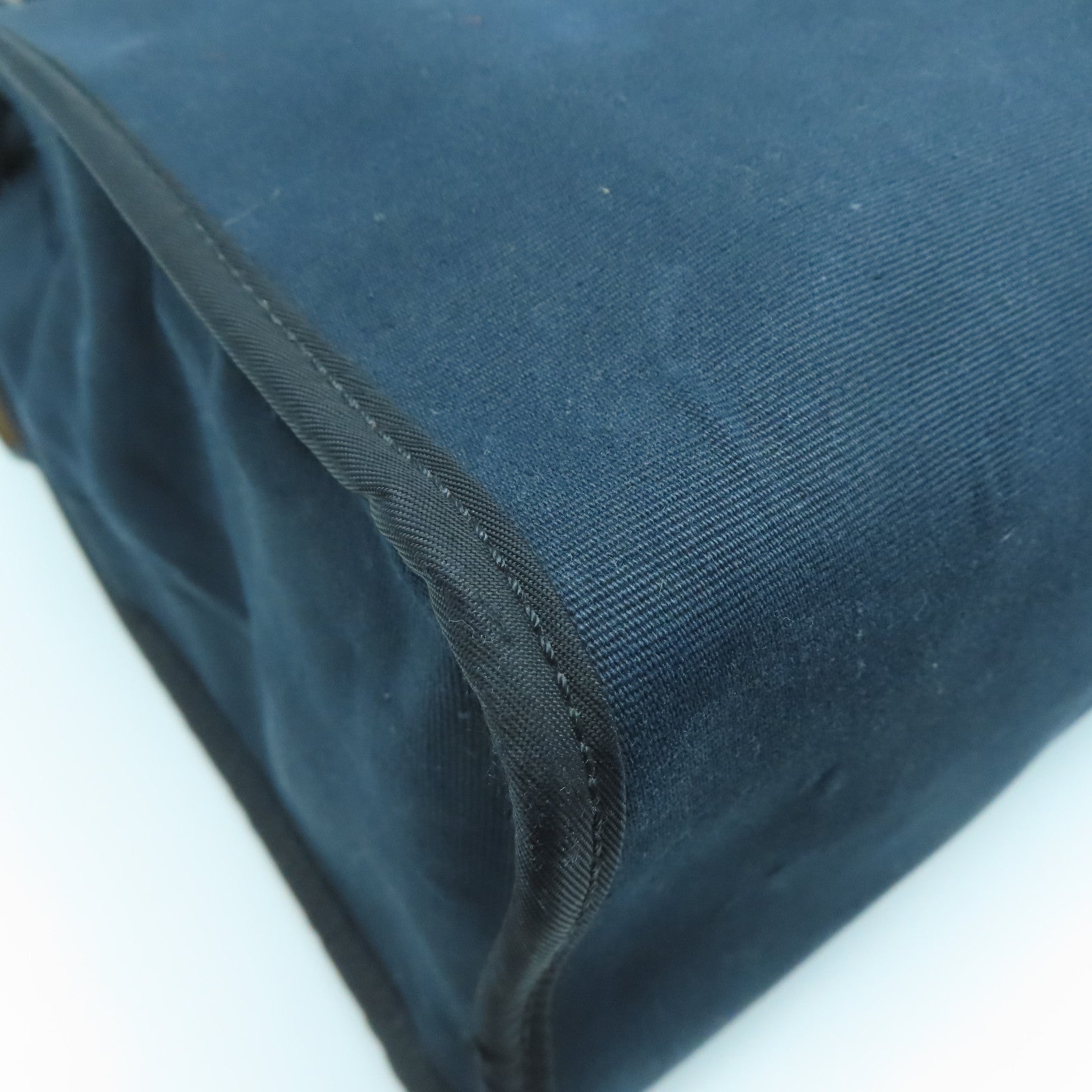 HERMES 【激減優惠】帆布/皮革Herbag PM銀扣手挽肩背兩用袋深藍色/啡色