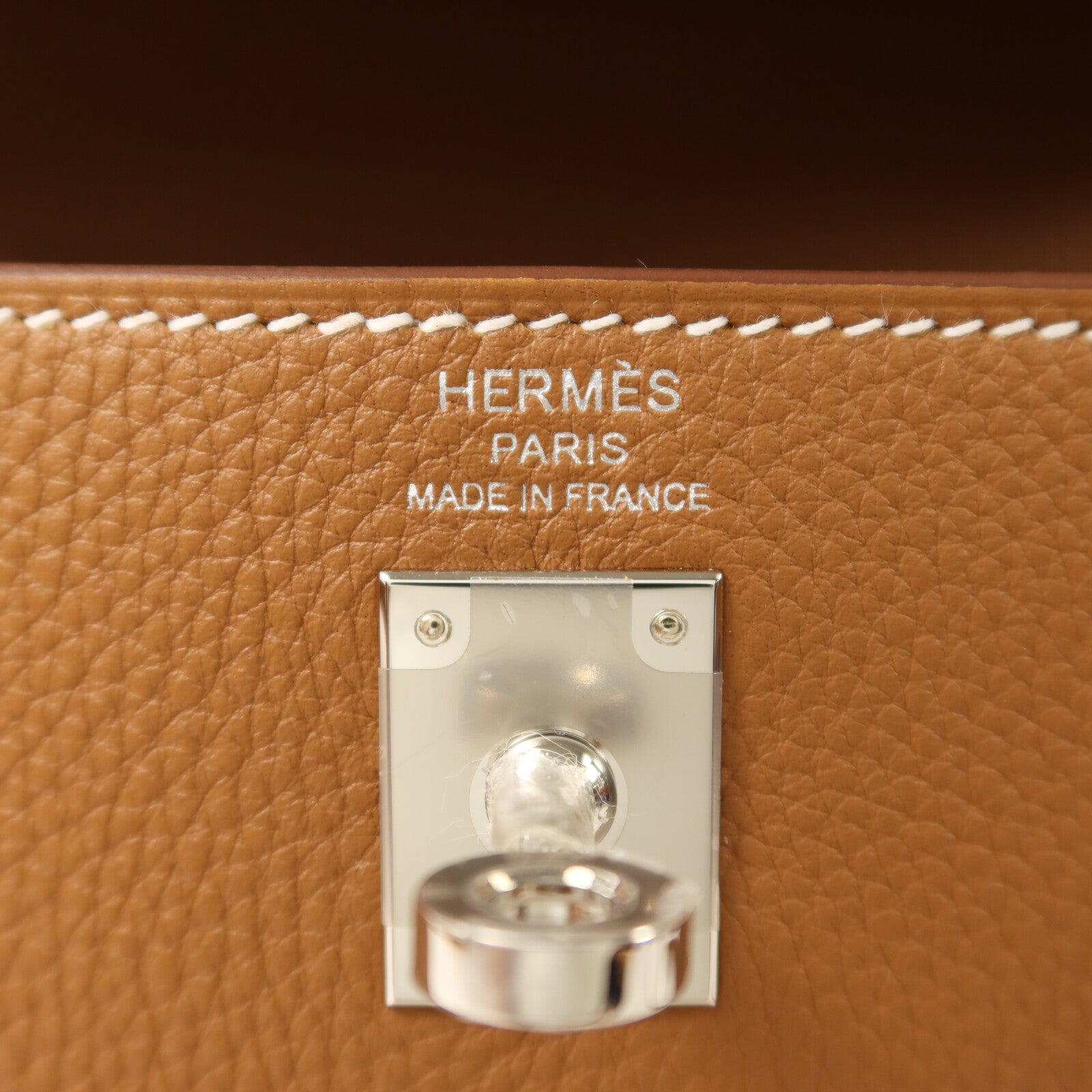 HERMES Togo皮革Kelly 25銀扣手挽肩背兩用袋Gold
