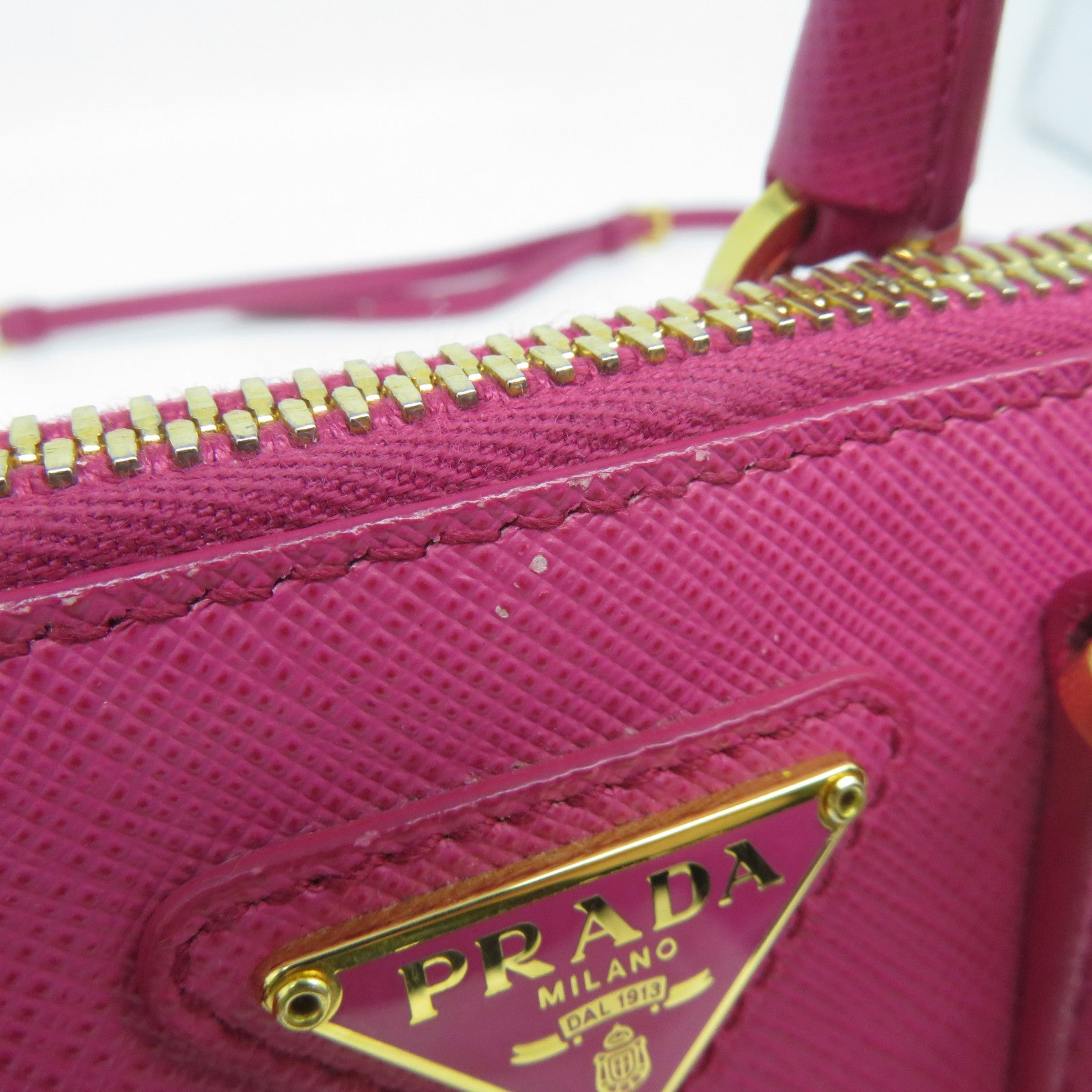 PRADA 牛皮皮革2 Way Shoulder金扣手挽肩背兩用袋粉紅色