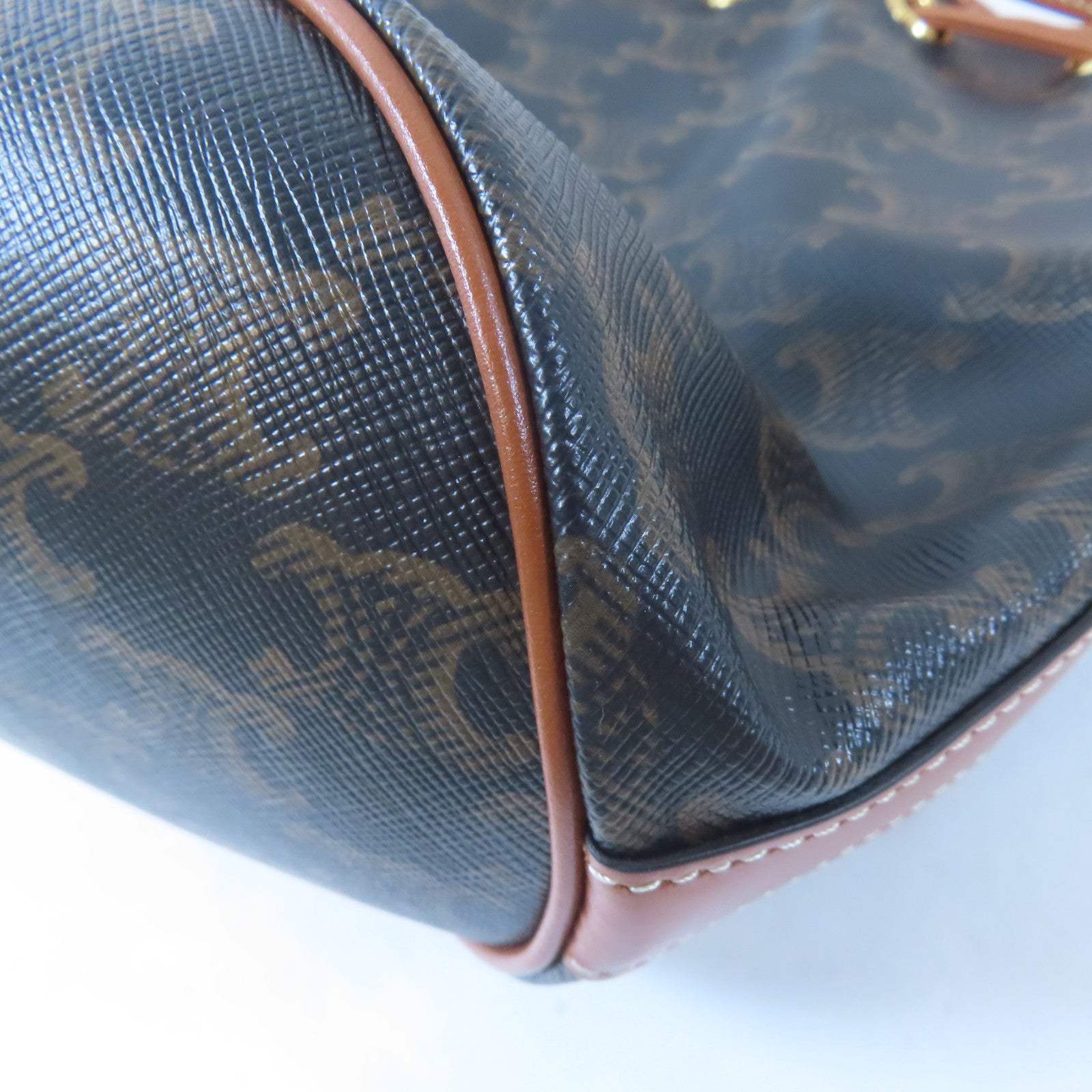 CELINE 塗層帆布Bucket Bag金扣肩背袋啡色