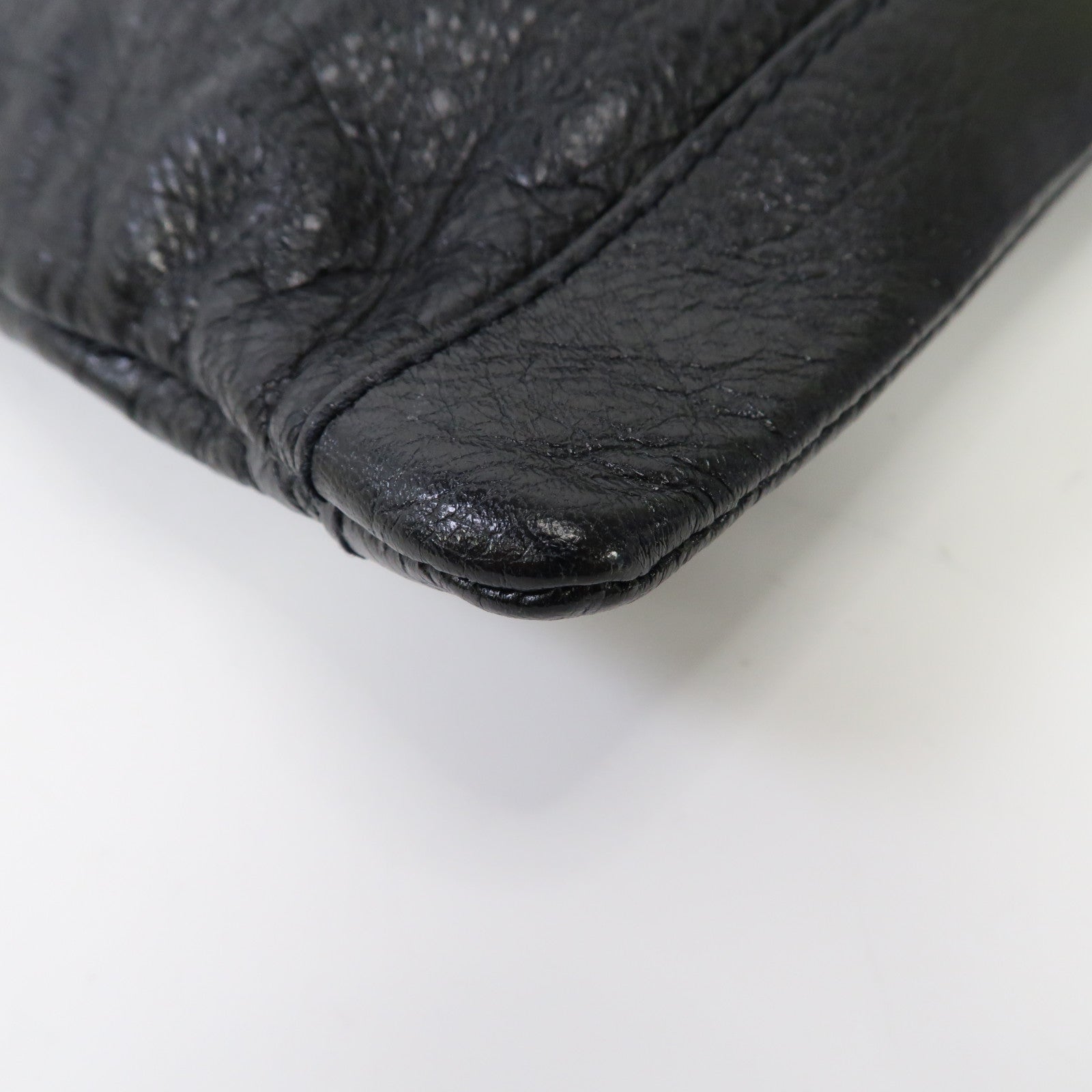 BALENCIAGA 牛皮皮革Clip M Clutch Bag銀扣手拿包黑色