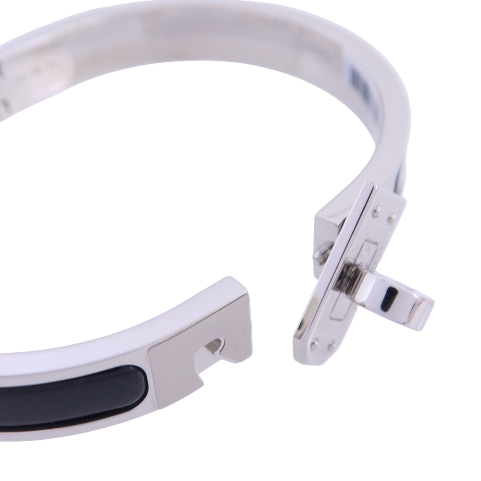 HERMES 金屬/琺瑯Mini Clic Kelly Bracelet銀扣手鏈