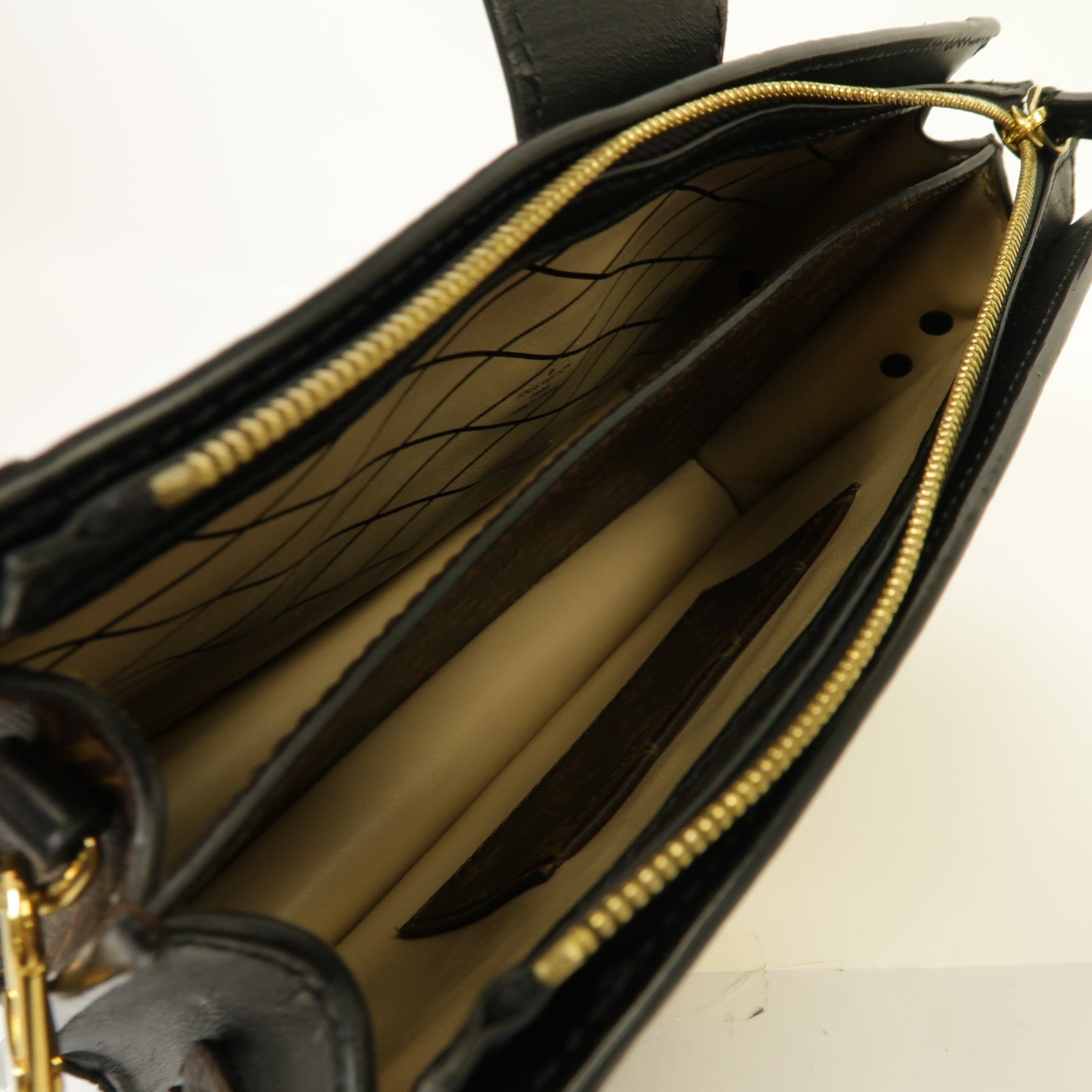 LOUIS VUITTON Monogram Reverse Trunk Clutch金扣棕色/黒色