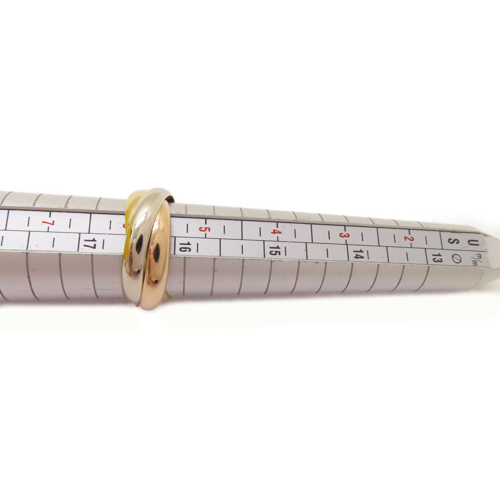 CARTIER 18K黃金/白金/玫瑰金Trinity戒指US#5.75/Cartier#51