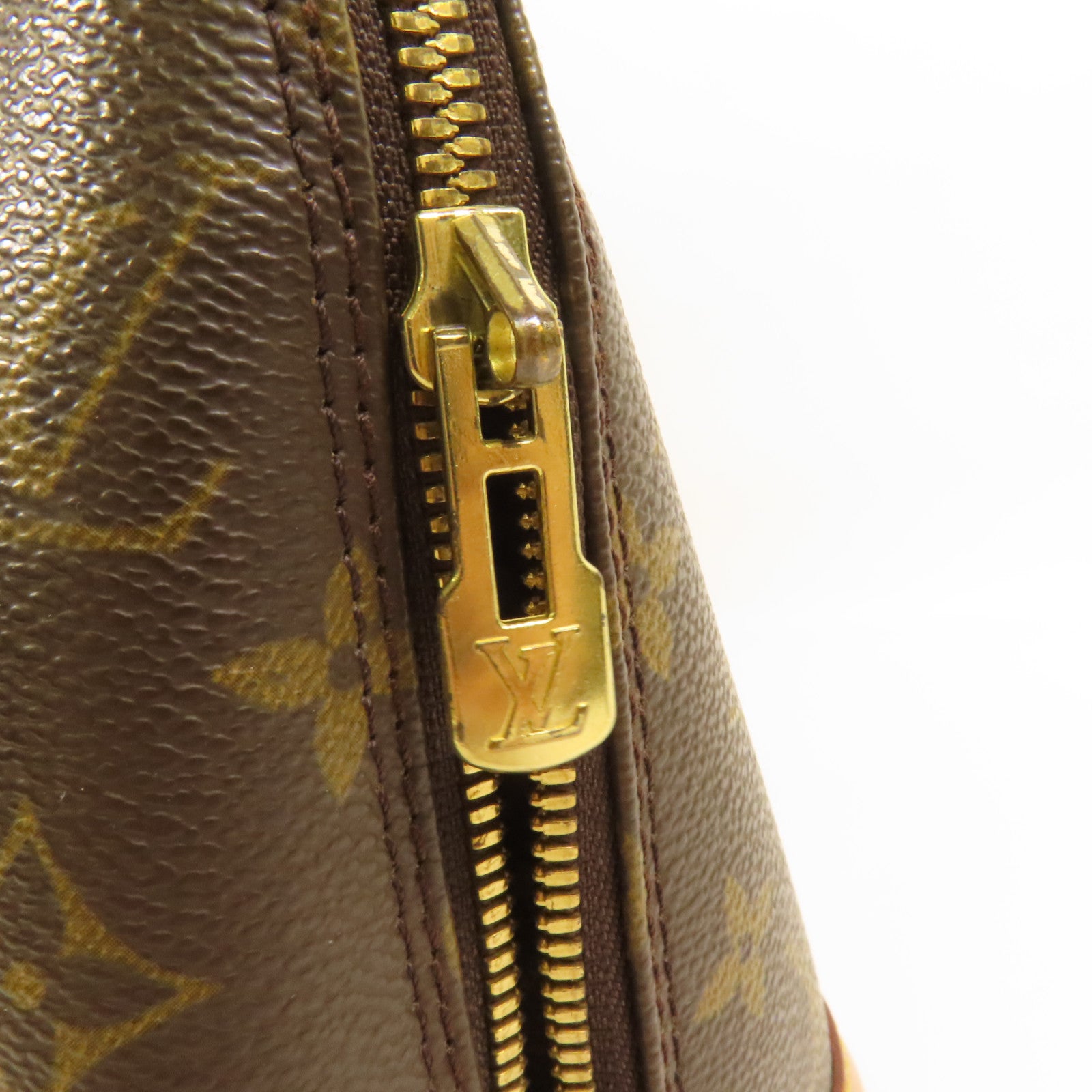 LOUIS VUITTON Monogram Alma金扣手挽袋棕色