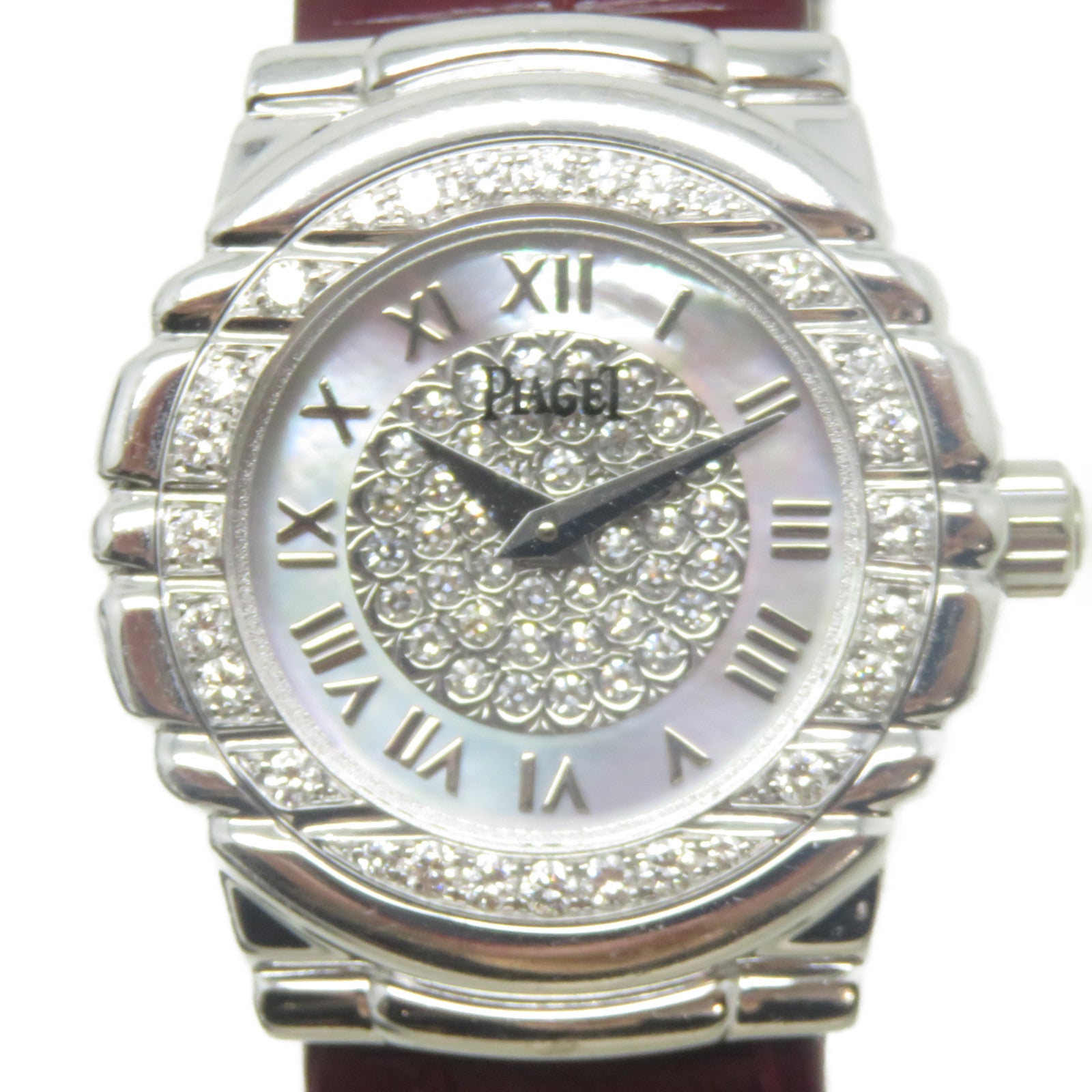 PIAGET 18K白金Tanagra Dia手錶石英機芯銀色