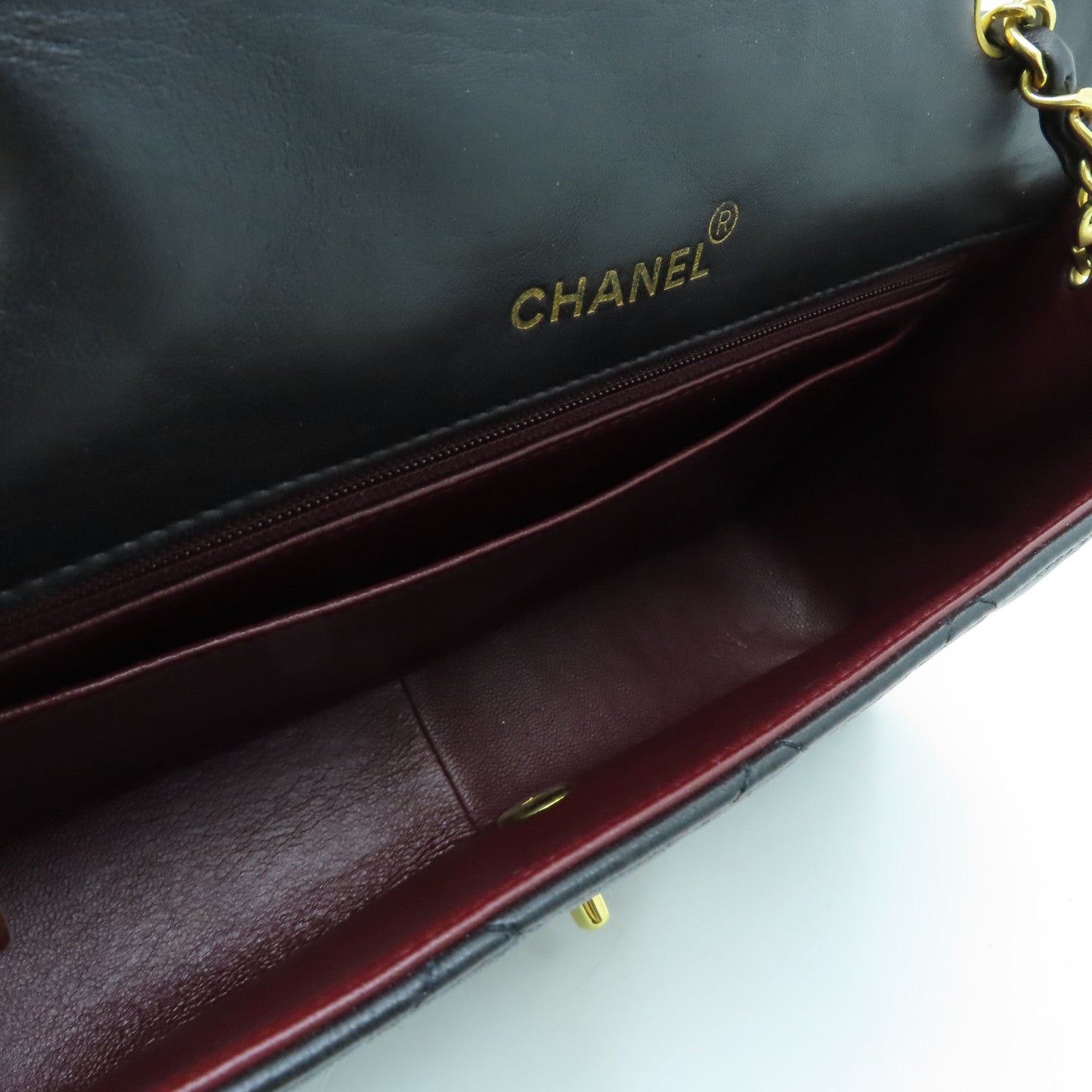 CHANEL rhombic sheepskin leather Chain Shoulder gold buckle chain shoulder bag black