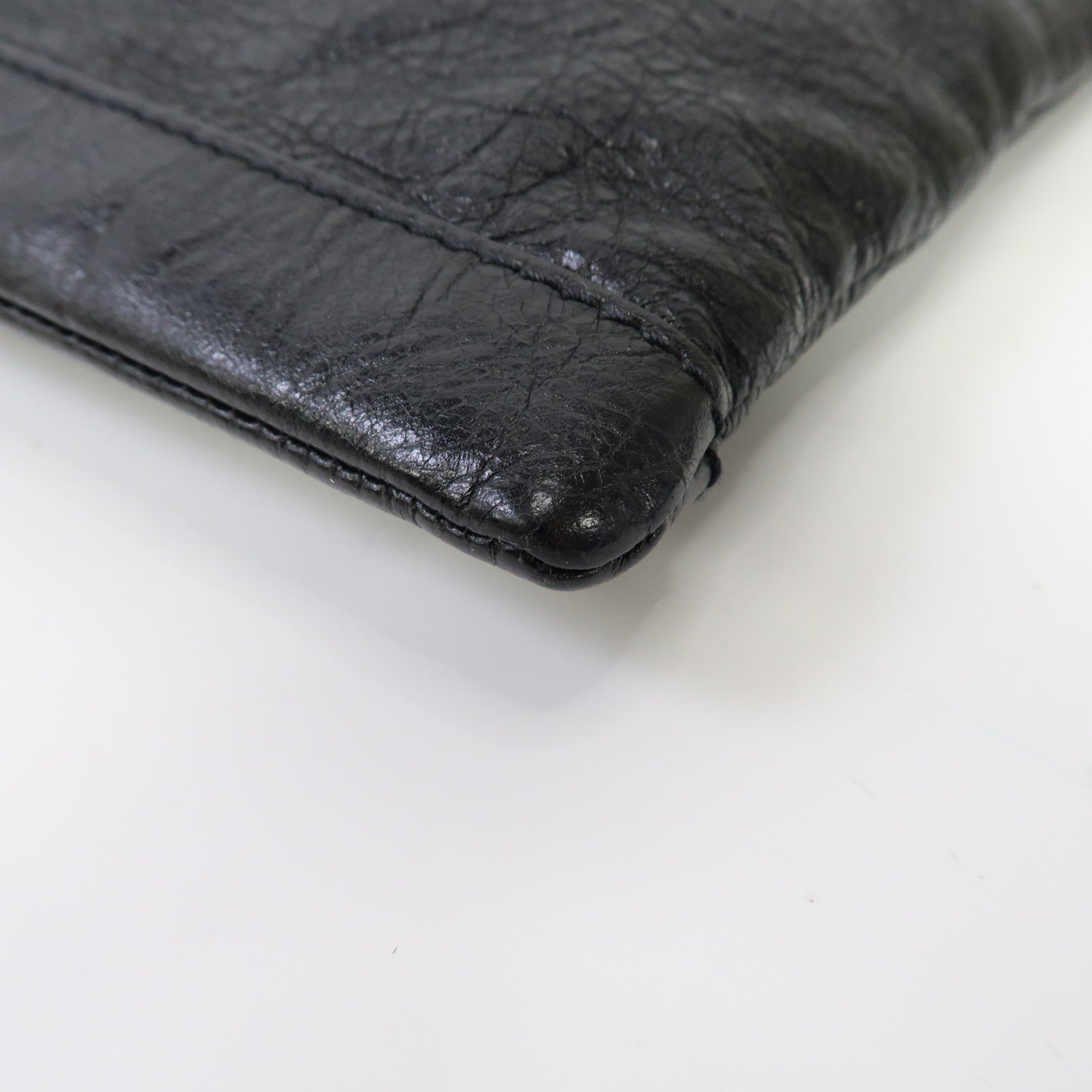 BALENCIAGA 牛皮皮革Clip M Clutch Bag銀扣手拿包黑色