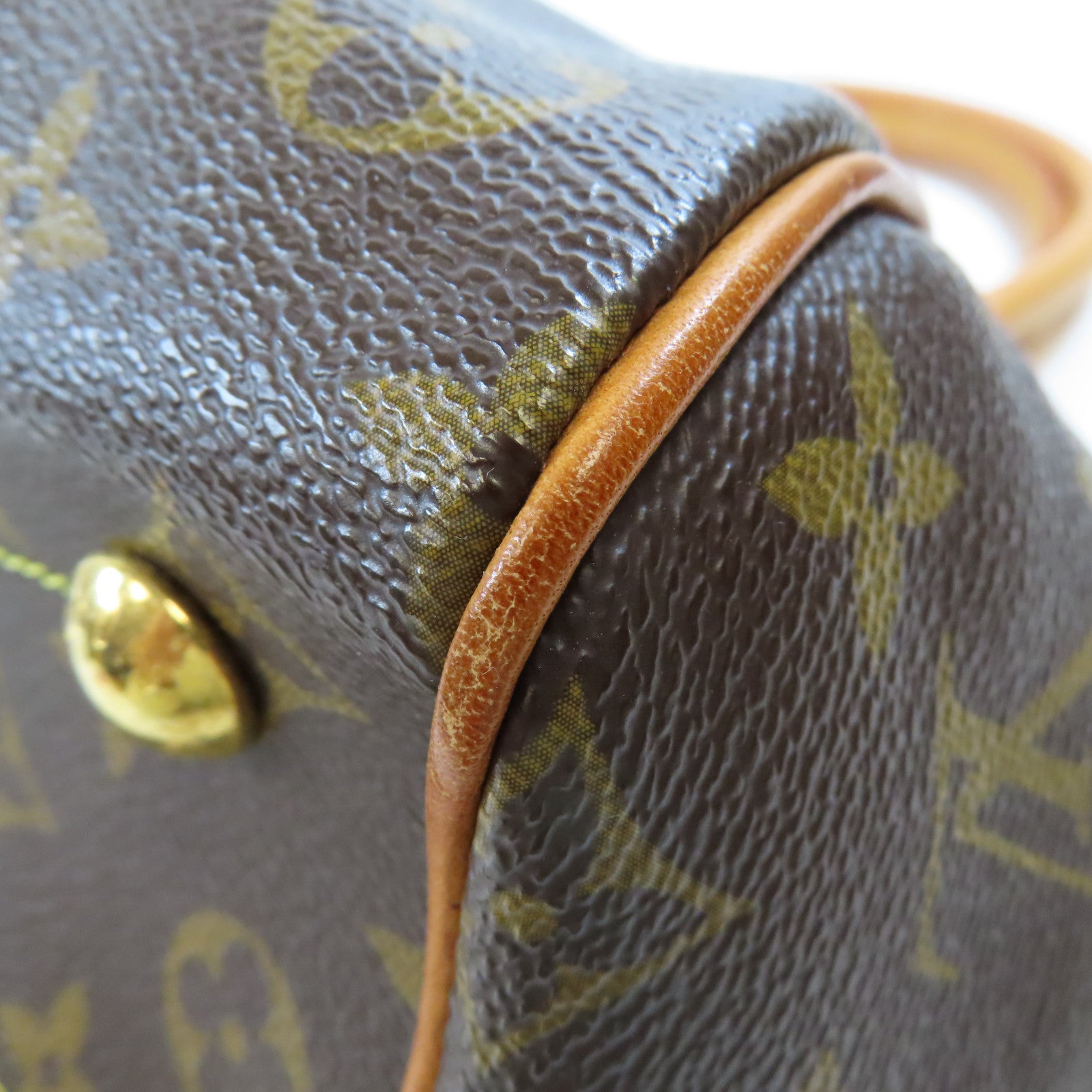 LOUIS VUITTON Monogram Tivoli PM金扣手挽袋棕色
