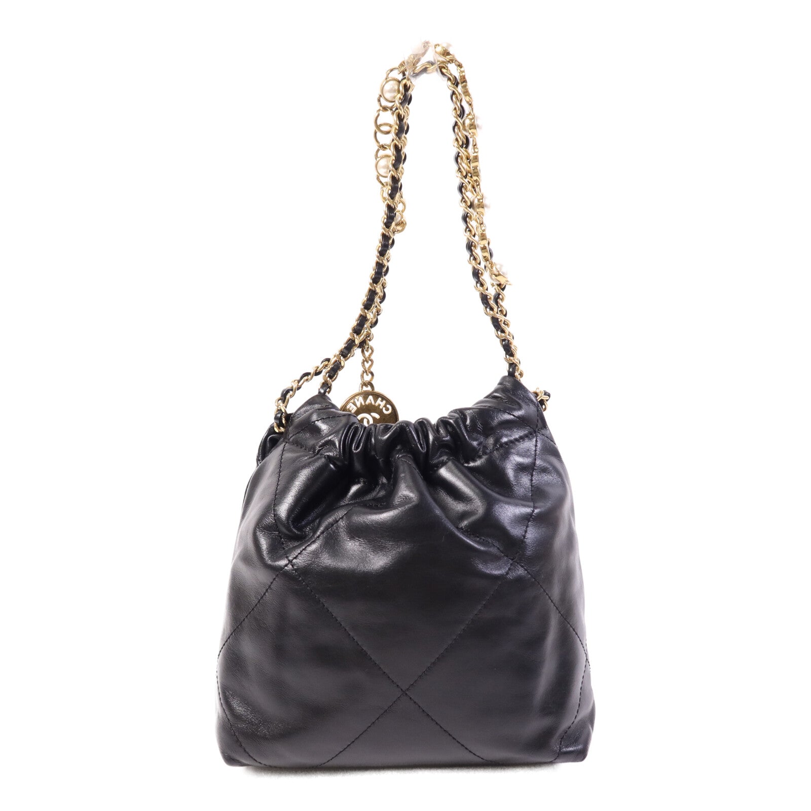 CHANEL 羊皮皮革Chanel Mini 22金扣鏈帶肩背袋