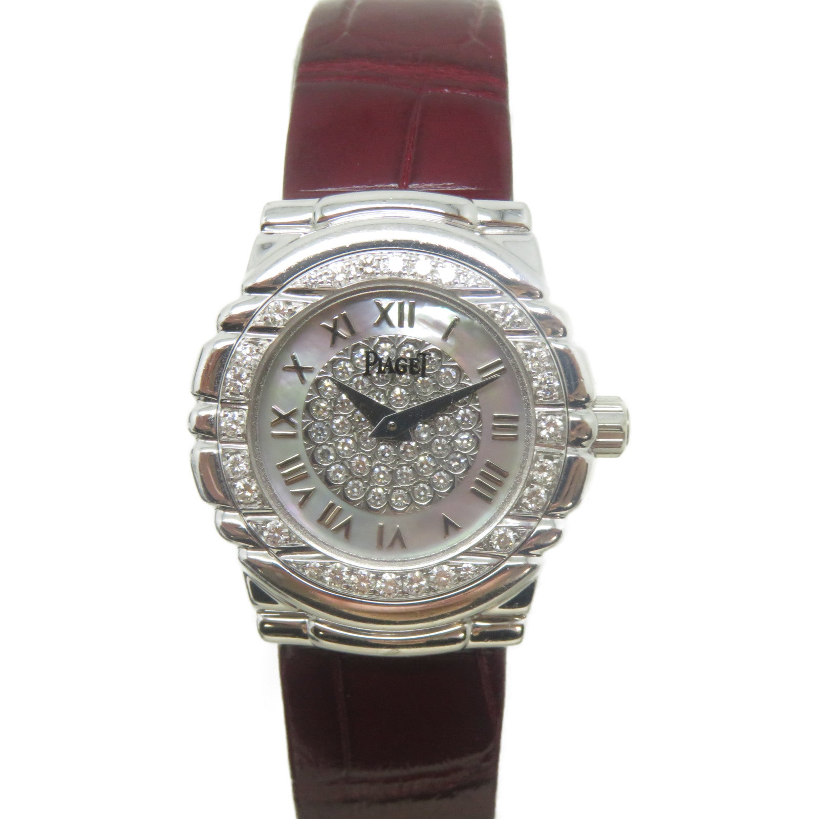 PIAGET 18K白金Tanagra Dia手錶石英機芯銀色