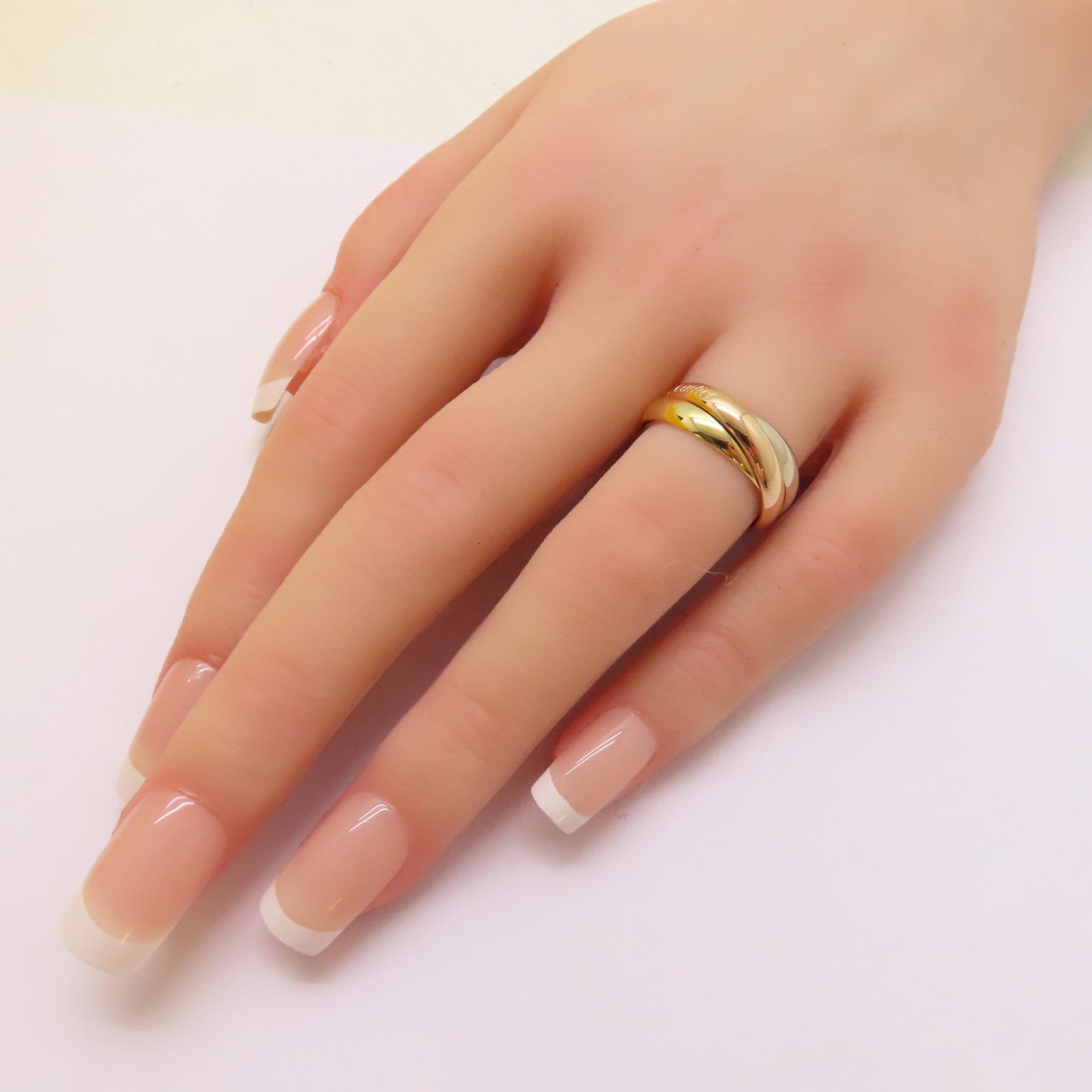 CARTIER 18K黃金/白金/玫瑰金Trinity戒指US#5.75/Cartier#51