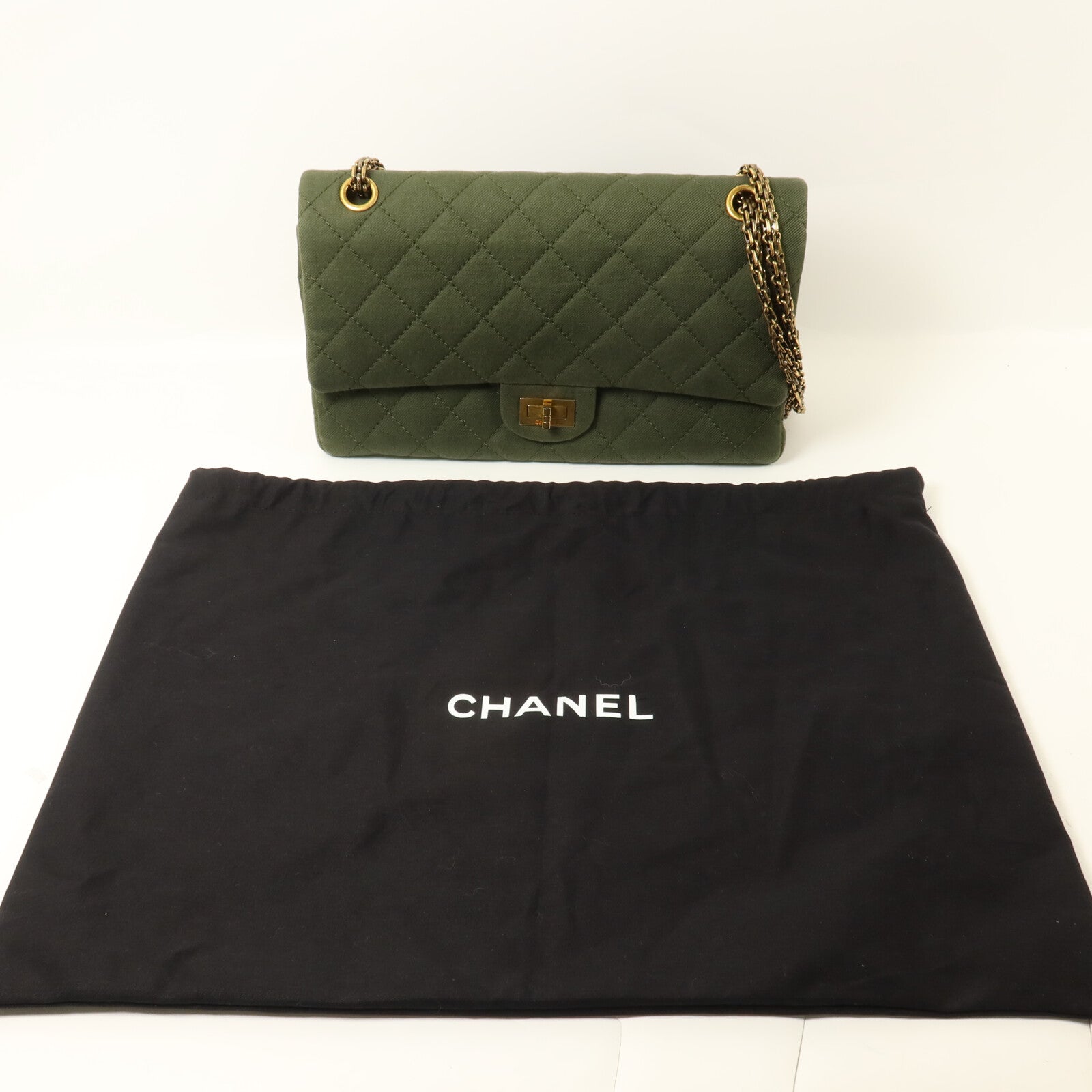 CHANEL 帆布2.55鏈帶肩背袋