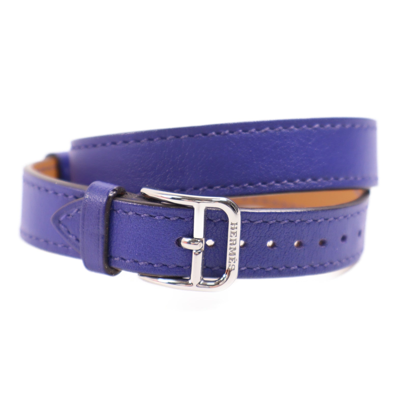 HERMES Double Kelly Quartz Watch KE1.210 Stainless Steel/Leather Bleu Electrique