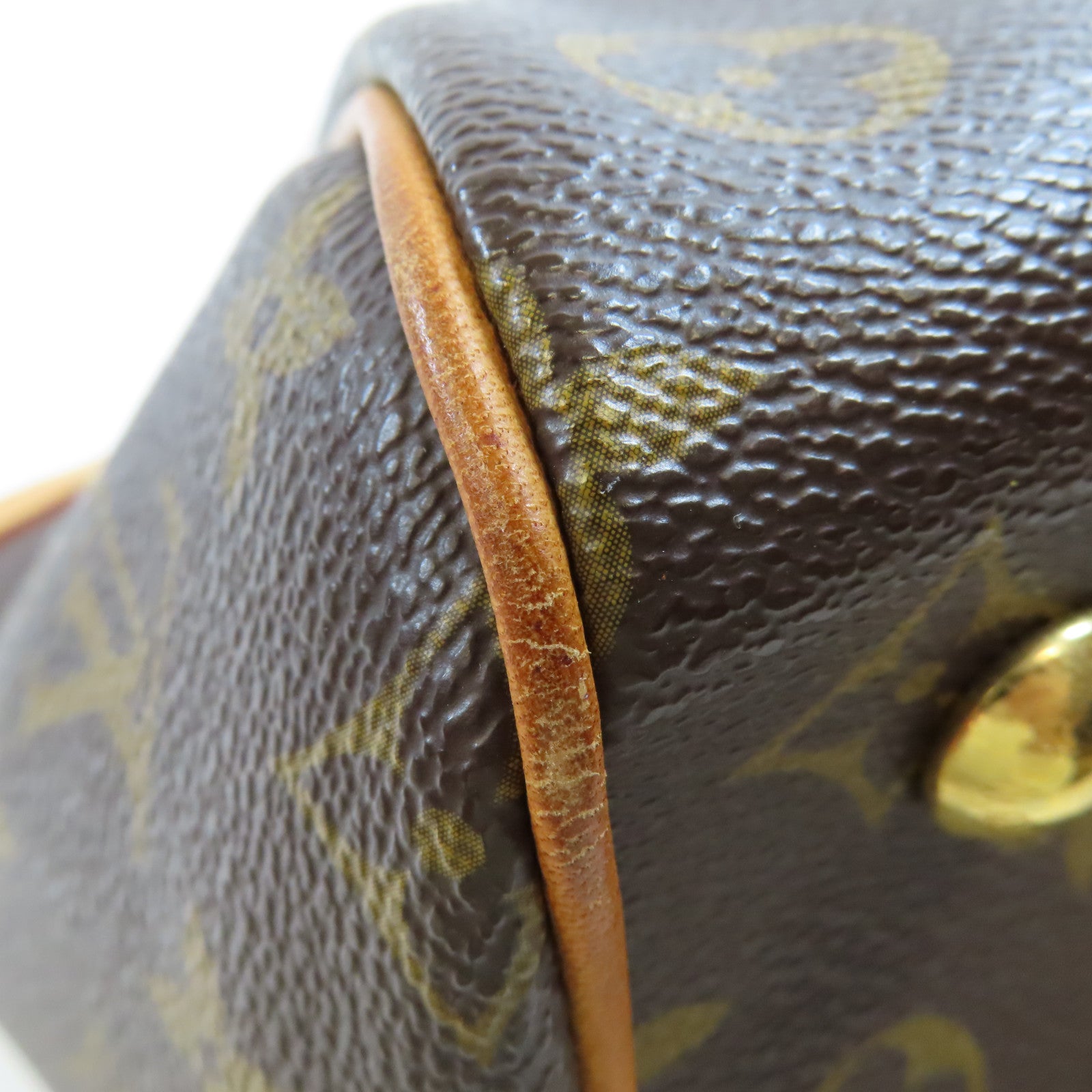 LOUIS VUITTON Monogram Tivoli PM金扣手挽袋棕色