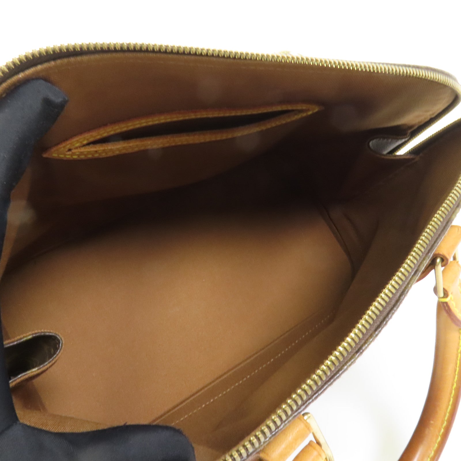 LOUIS VUITTON Monogram Alma金扣手挽袋棕色