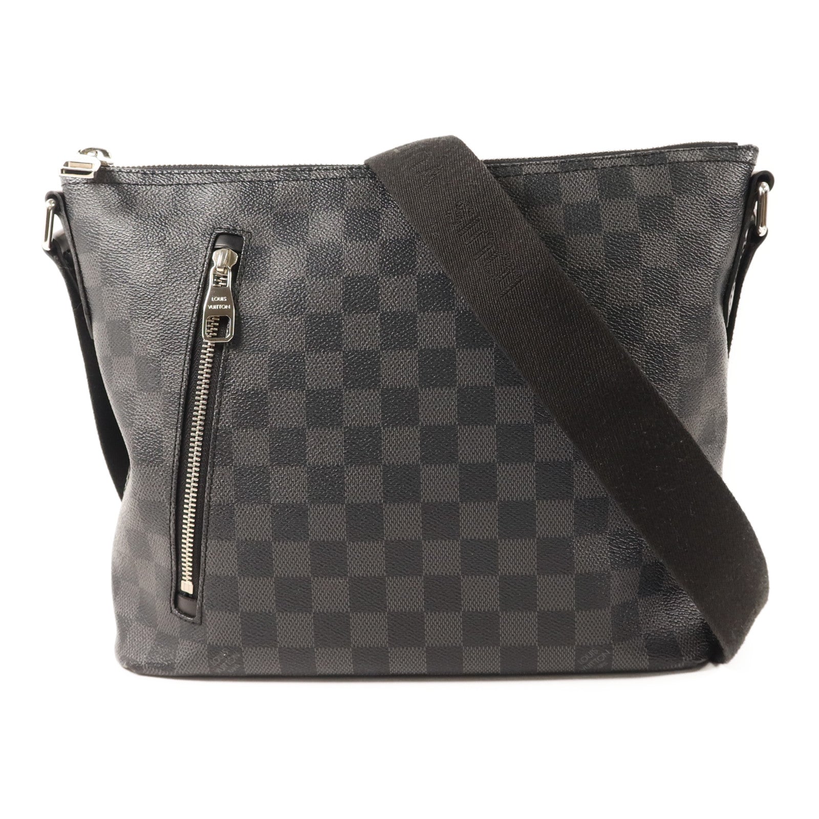 LOUIS VUITTON Damier Graphite Mick PM銀扣肩背袋