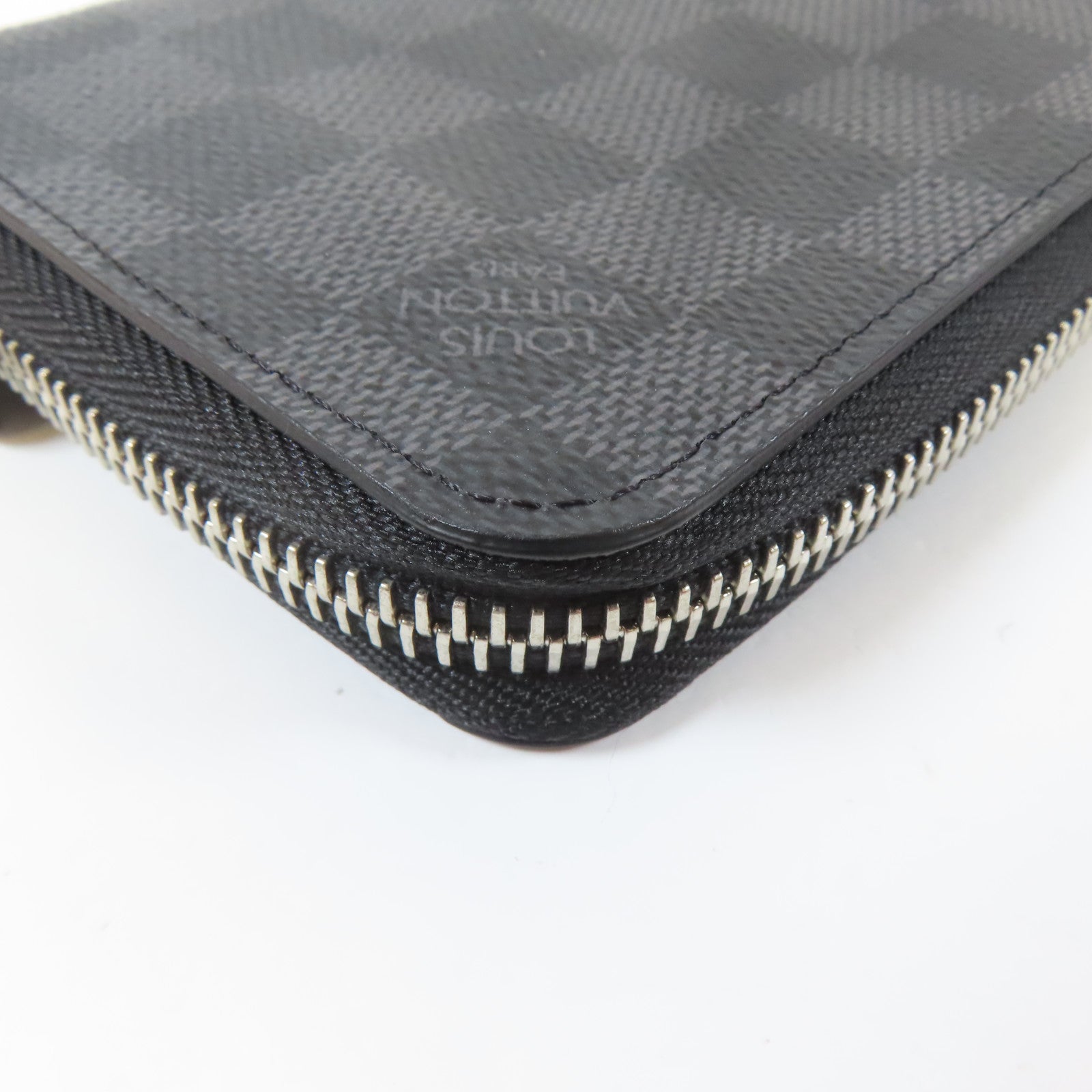 LOUIS VUITTON Damier Graphite Zippy Wallet Vertical銀扣長錢包黑色
