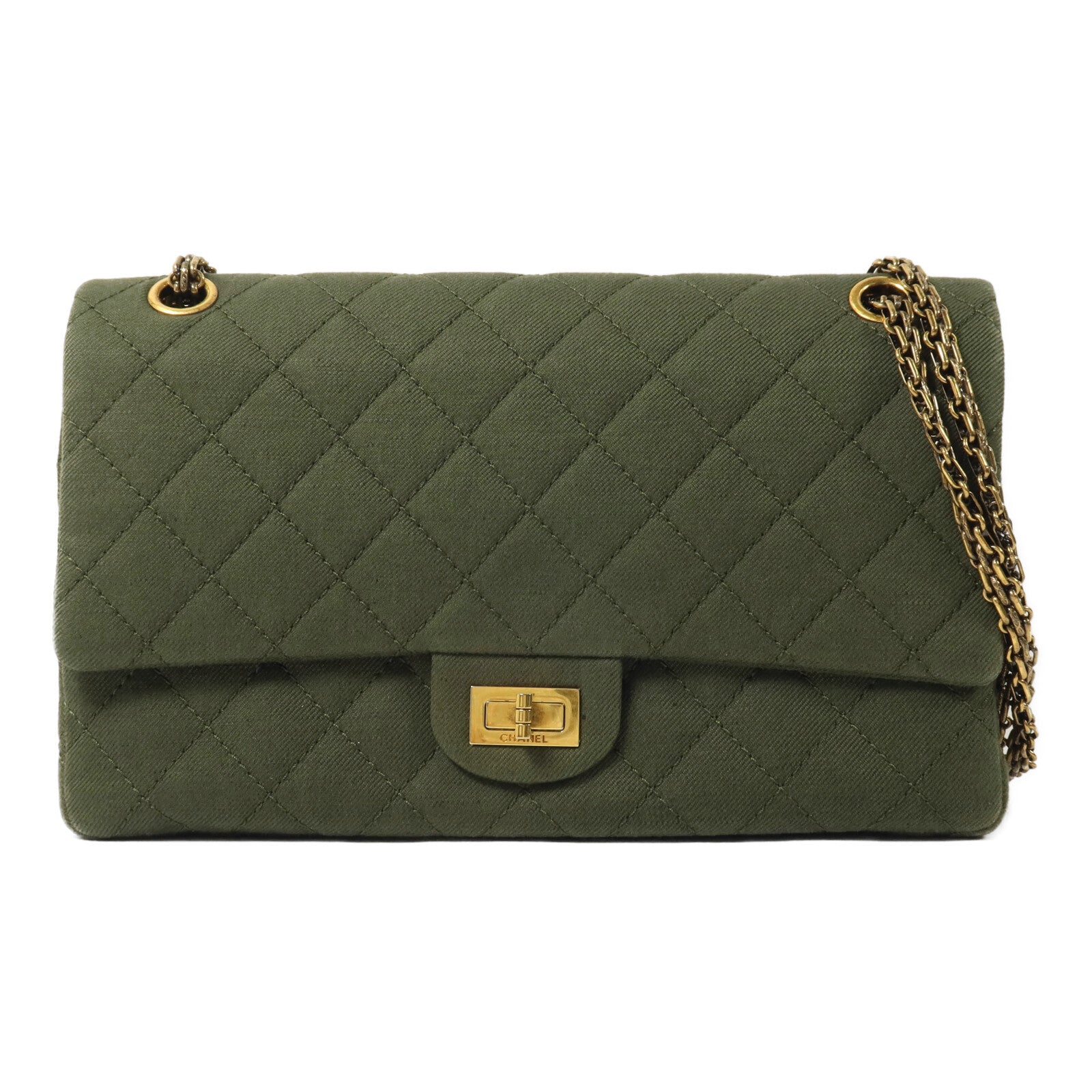 CHANEL 帆布2.55鏈帶肩背袋