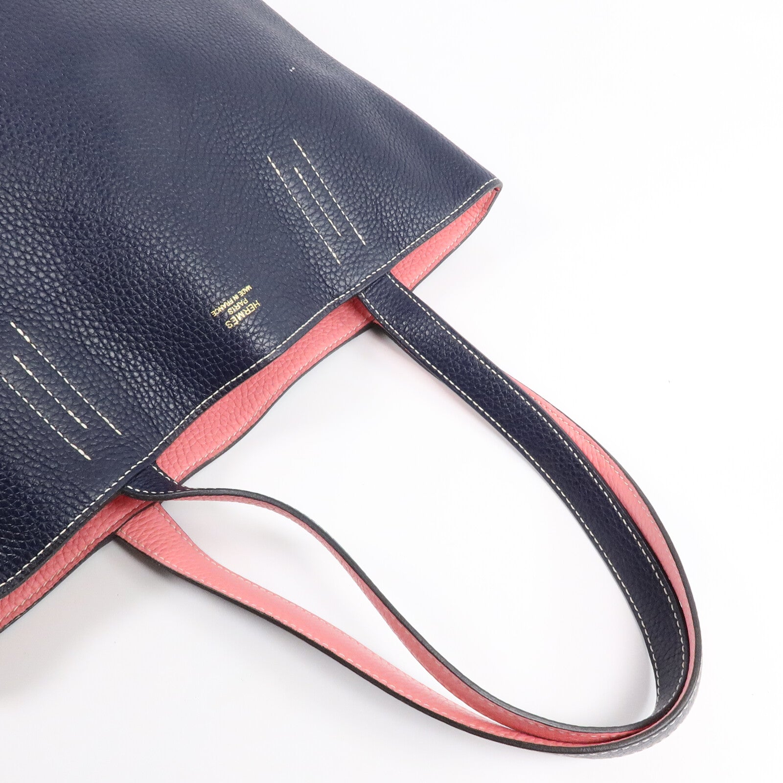 HERMES Clemence皮革Double Sens 28肩背袋/手挽袋Blue Nyui/Azalee