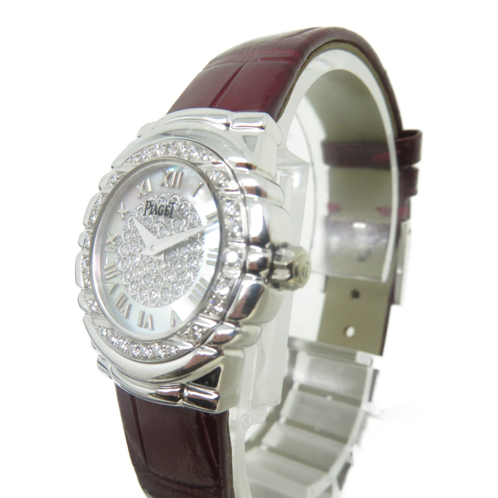 PIAGET 18K白金Tanagra Dia手錶石英機芯銀色