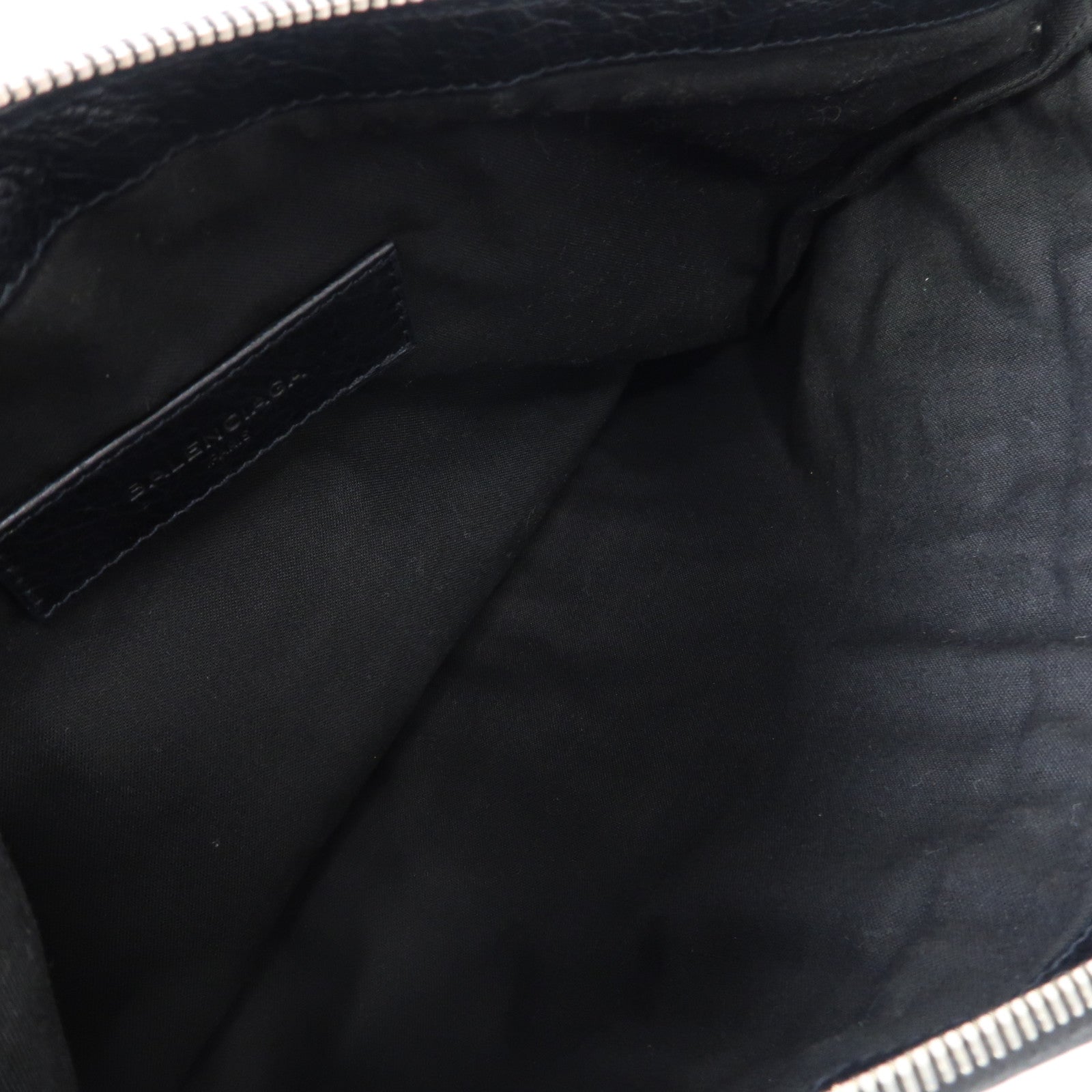 BALENCIAGA 牛皮皮革Clip M Clutch Bag銀扣手拿包黑色