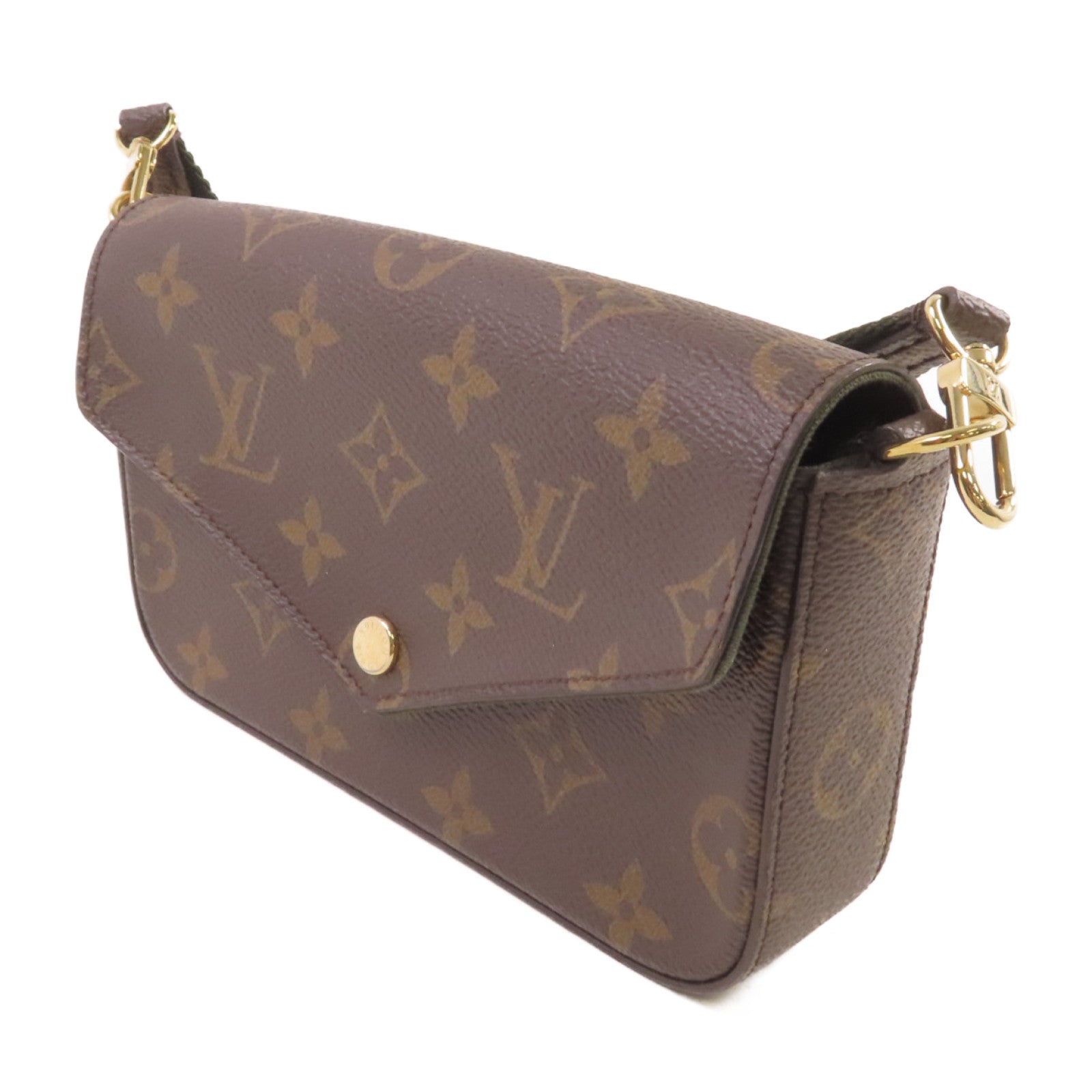 LOUIS VUITTON Monogram Pochette Felicie Pouch Shoulder Bag金扣肩背袋啡色