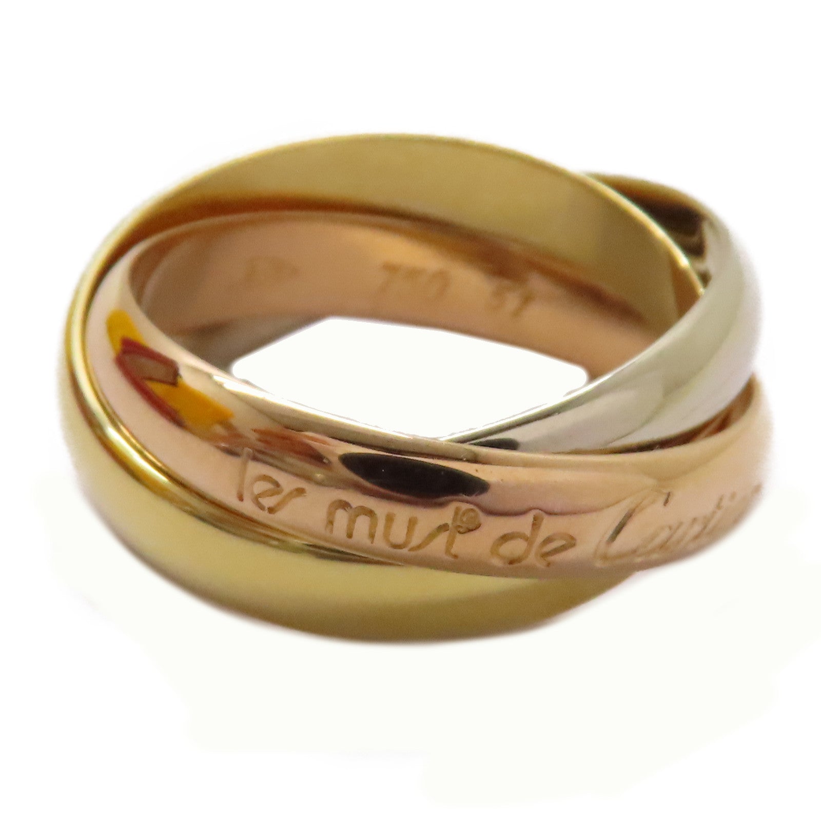 CARTIER 18K黃金/白金/玫瑰金Trinity戒指US#5.75/Cartier#51