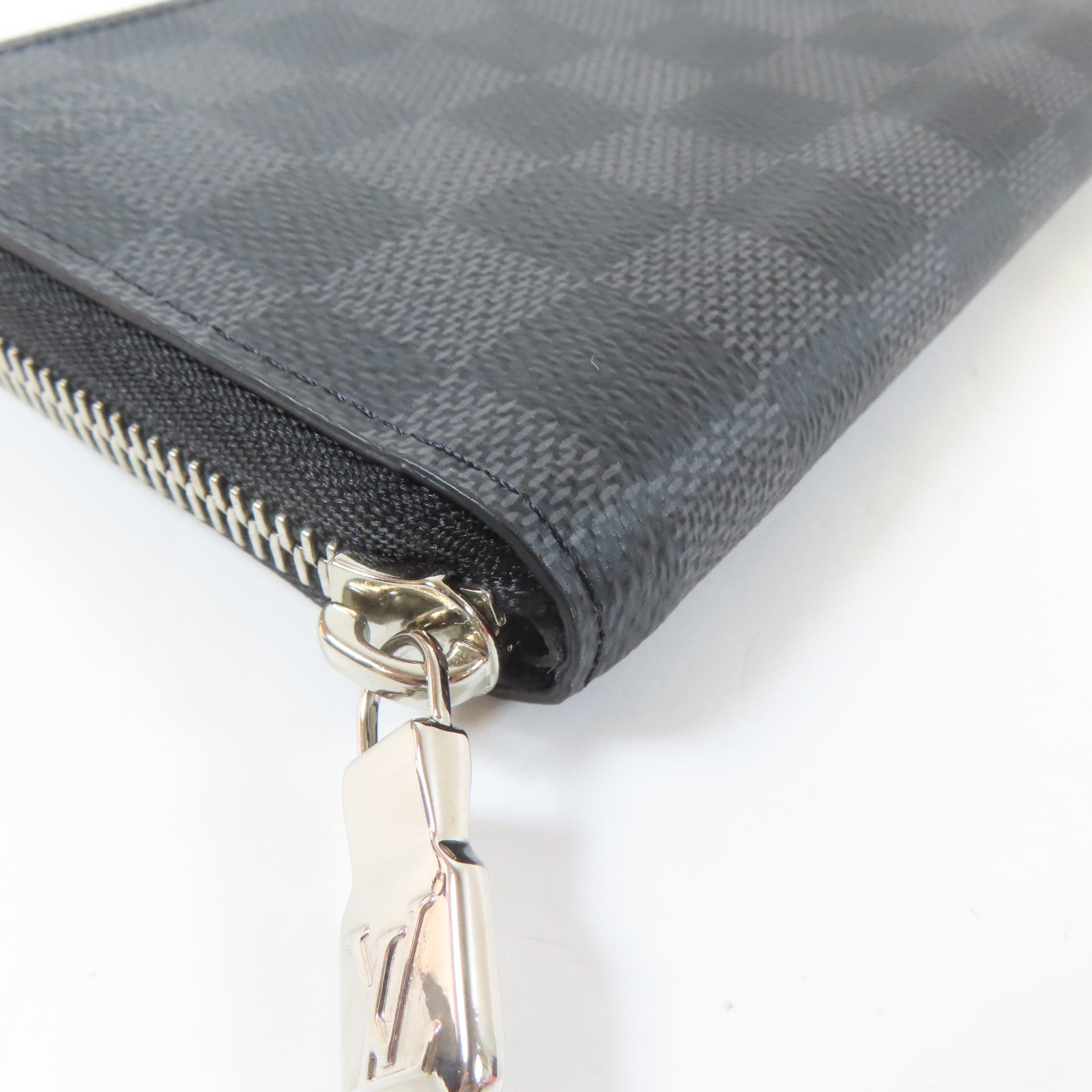 LOUIS VUITTON Damier Graphite Zippy Wallet Vertical銀扣長錢包黑色