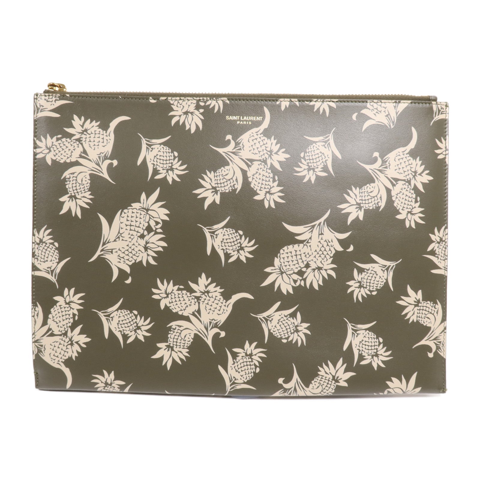 YVES SAINT LAURENT 牛皮皮革Pouch金扣手拿包