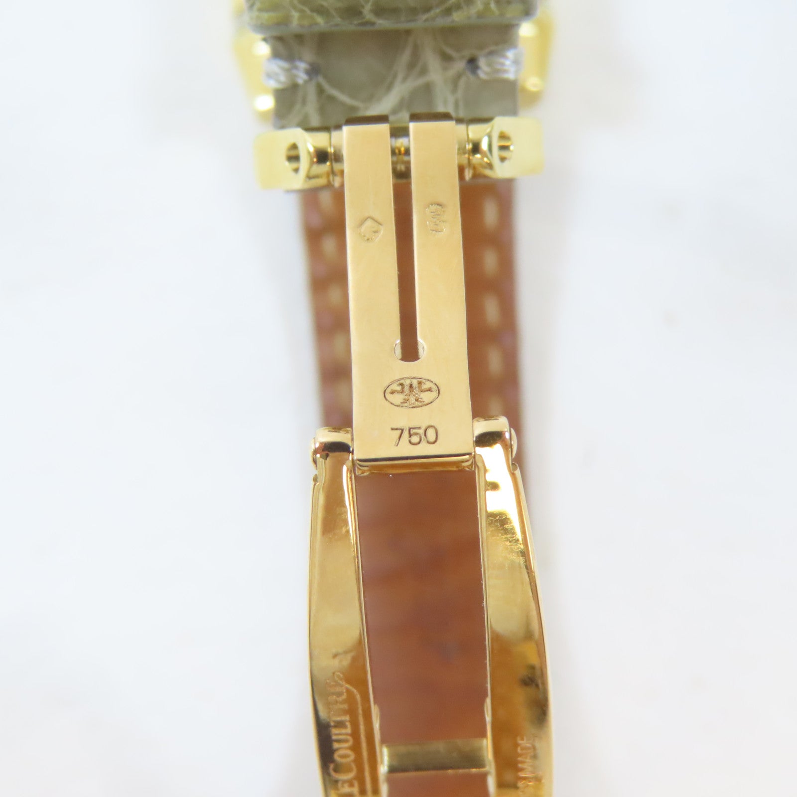 JAEGER-LECOULTRE Reverso Duetto18K黃金/鱷魚皮革手錶自動機芯銀色#15.25cm