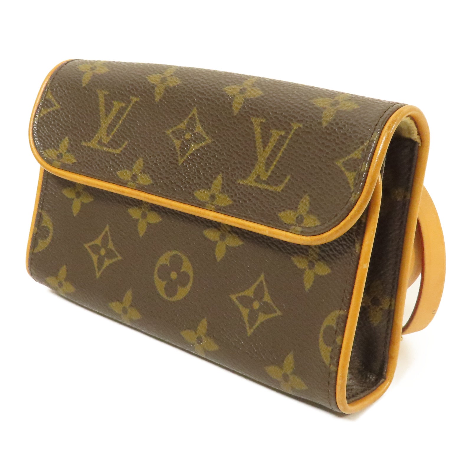 LOUIS VUITTON Monogram Pochette Florentine金扣腰包棕色