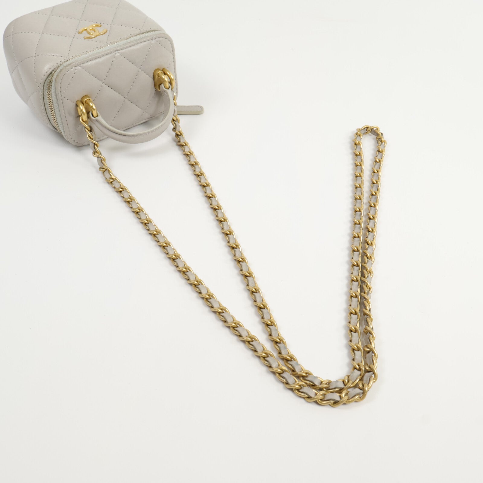 CHANEL 羊皮皮革Mini Handle Vanity Case鏈帶肩背袋