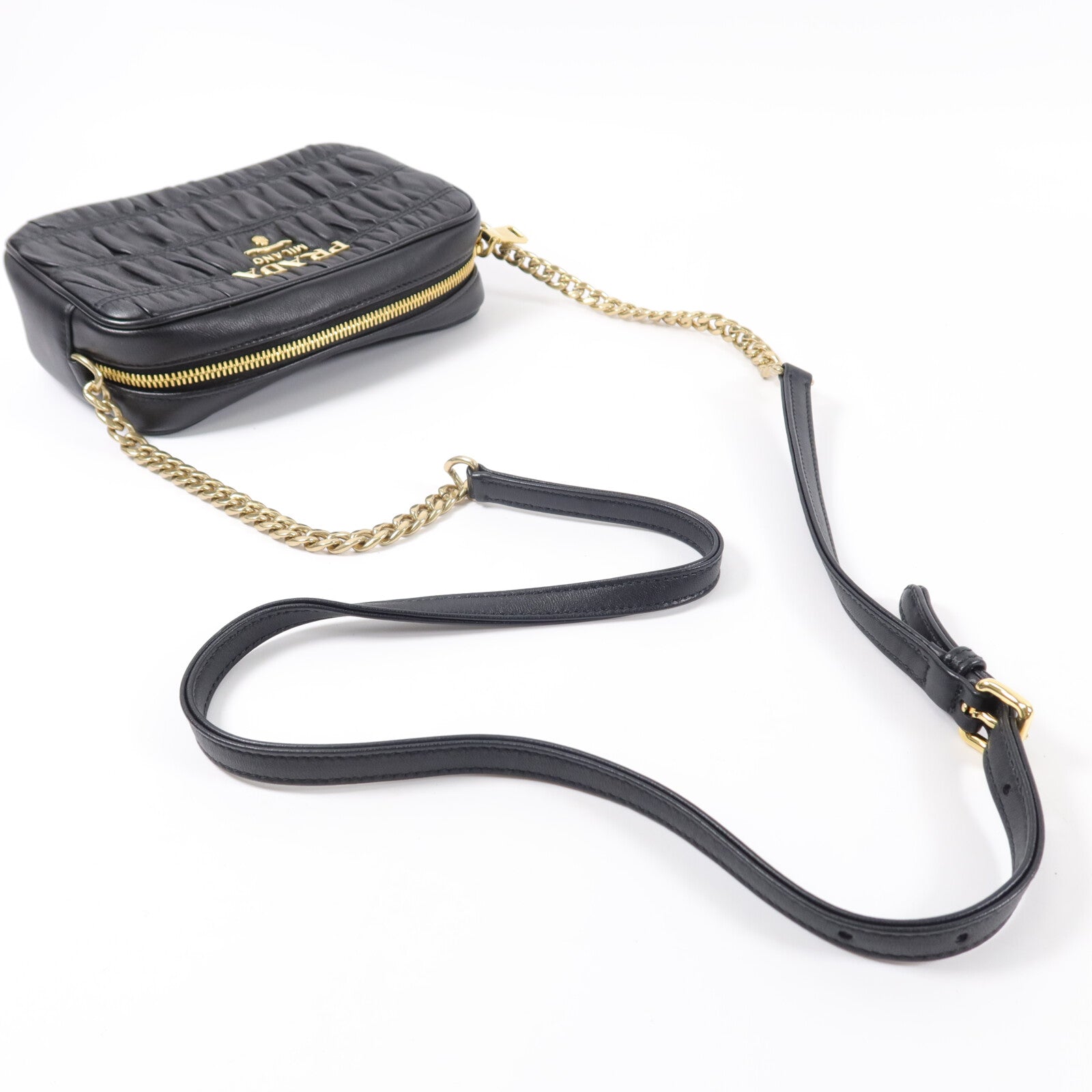 PRADA 牛皮皮革Shoulder Bag鏈帶肩背袋