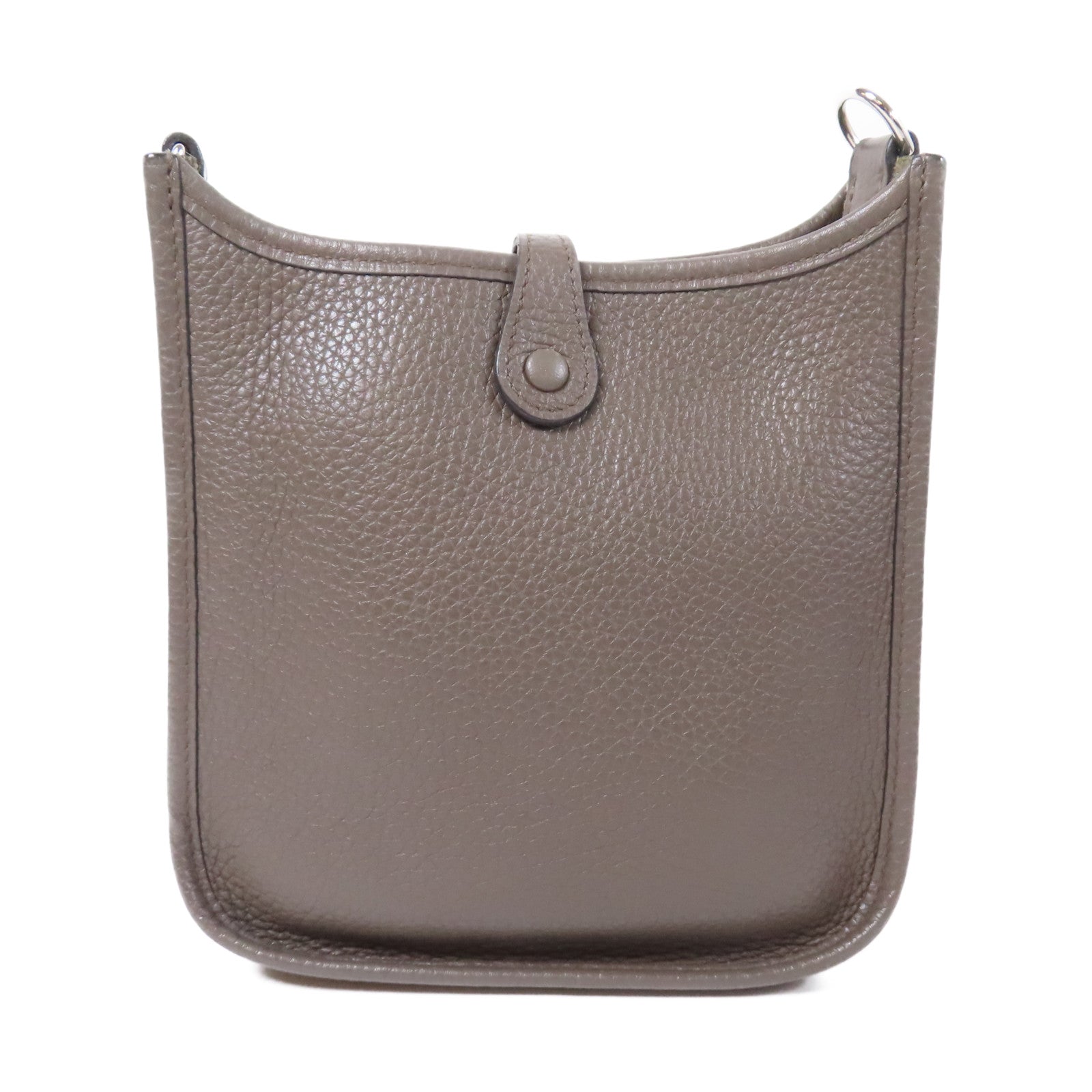 HERMES Clemence皮革Evelyne TPM銀扣肩背袋Etain/錫灰色